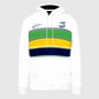 Ayrton Senna F1 Stripe Pullover Hoodie - White/Yellow Hoodies Ayrton Senna XS White