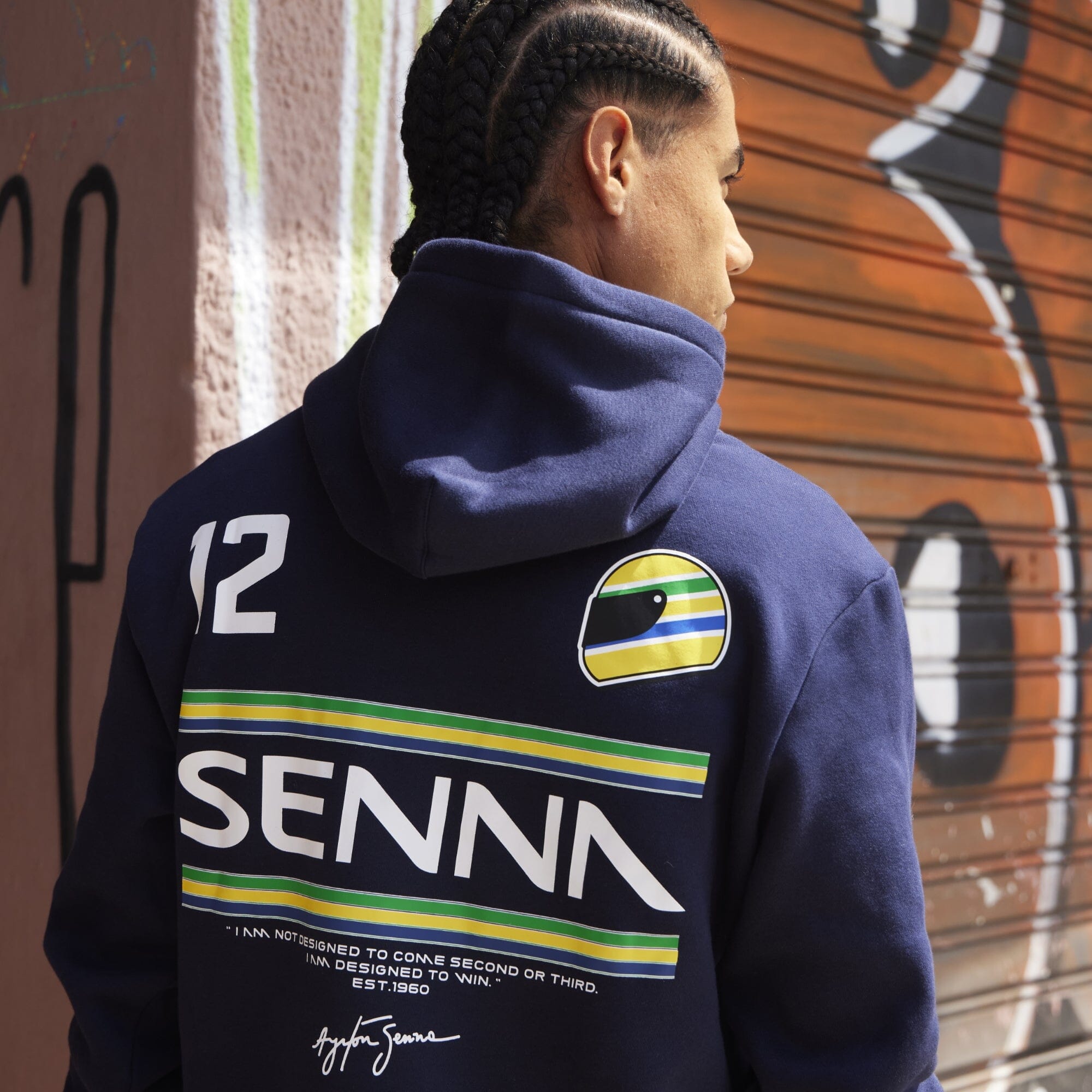 Ayrton Senna F1 #12 Pullover Hoodie - Navy Hoodies Ayrton Senna