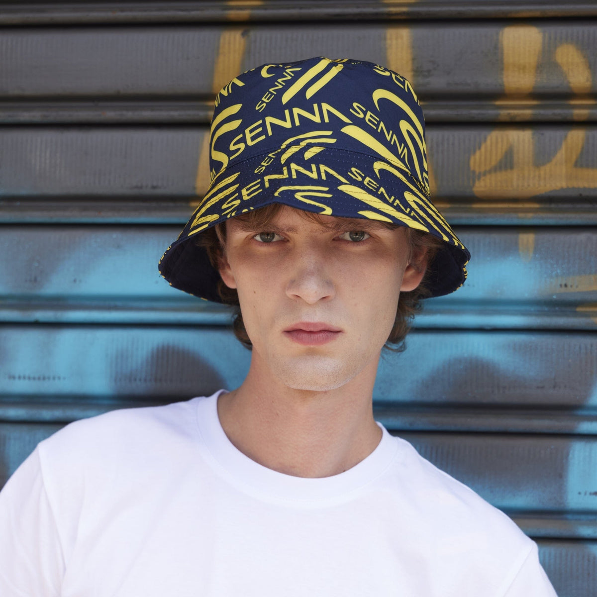Ayrton Senna F1 Reversible Bucket Hat - Navy Hats Ayrton Senna