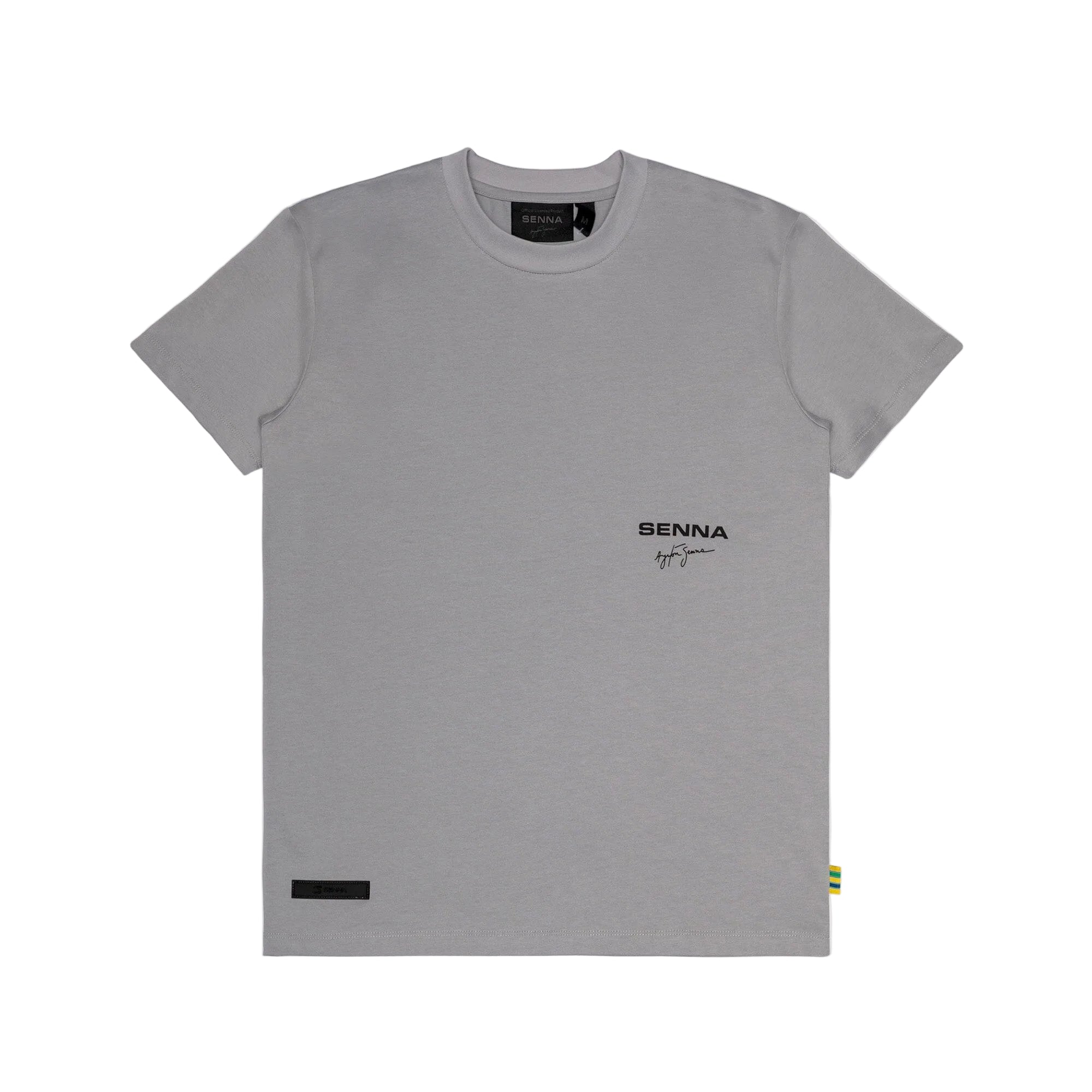 Ayrton Senna F1 Signature T-Shirt - Ash/Black T-shirts Ayrton Senna XS Gray