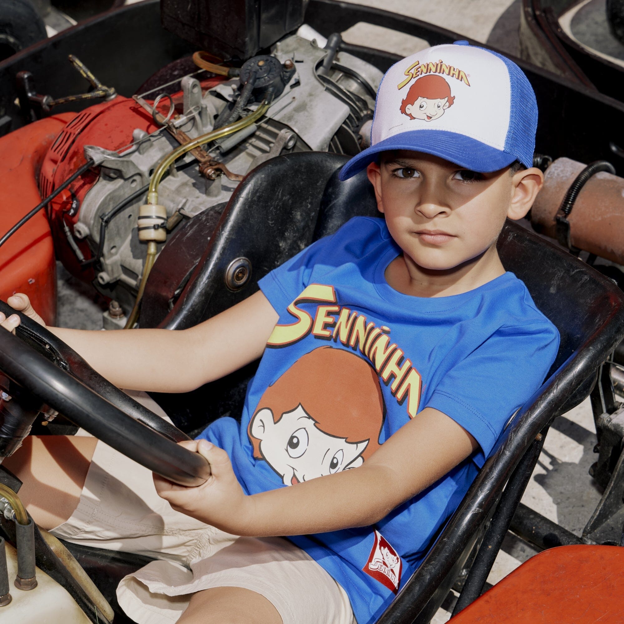 Ayrton Senna F1 Kids Senninha Face T-Shirt - Youth Blue T-shirts Ayrton Senna