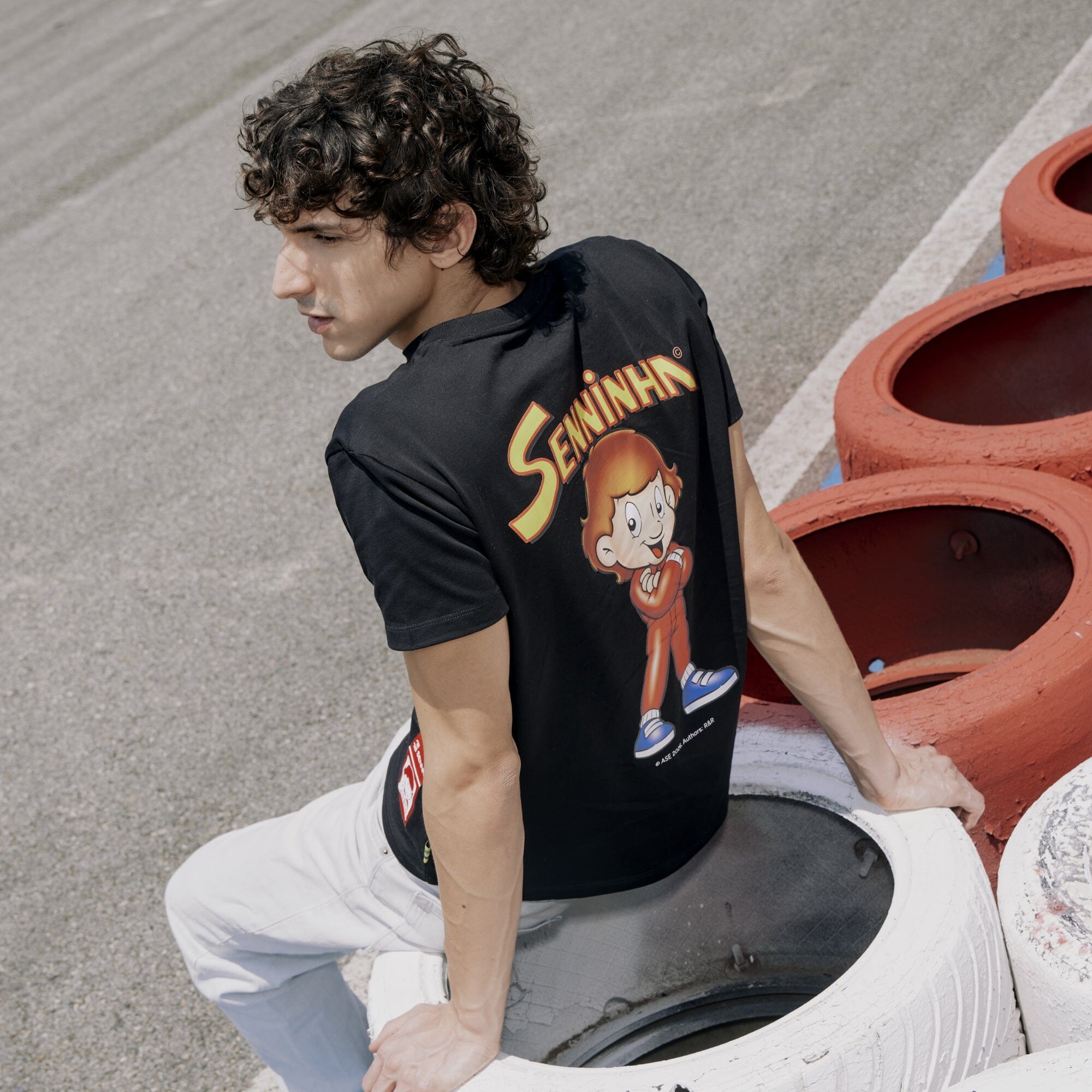 Ayrton Senna F1 Senninha Figure T-Shirt - Black T-shirts Ayrton Senna