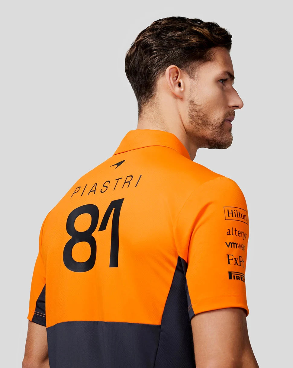 McLaren F1 Men's Oscar Piastri Team Drivers Polo Shirt - Papaya Polos McLaren-Castore