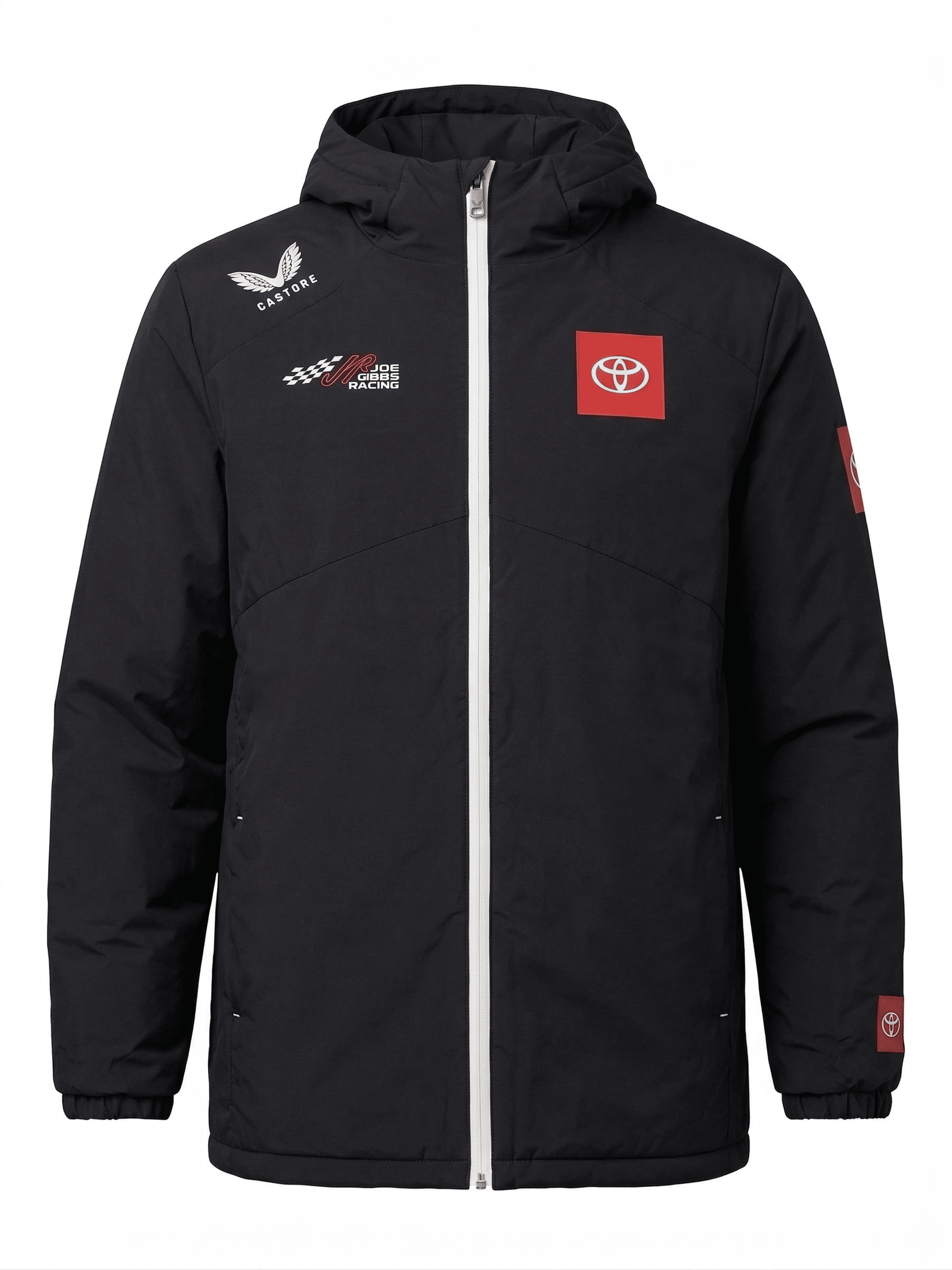 Joe Gibbs Racing Men's Team Winter Jacket w/Toyota Sponsor - Caviar Black Jackets Joe Gibbs Racing