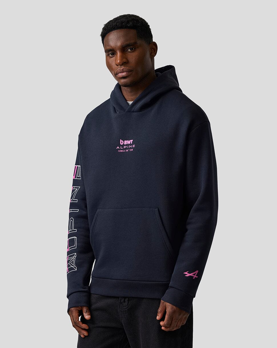 Alpine Racing F1 Sleeve Graphic Relaxed Fit Pullover Hoodie - Navy