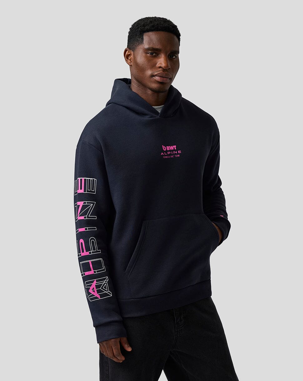 Alpine Racing F1 Sleeve Graphic Relaxed Fit Pullover Hoodie - Navy