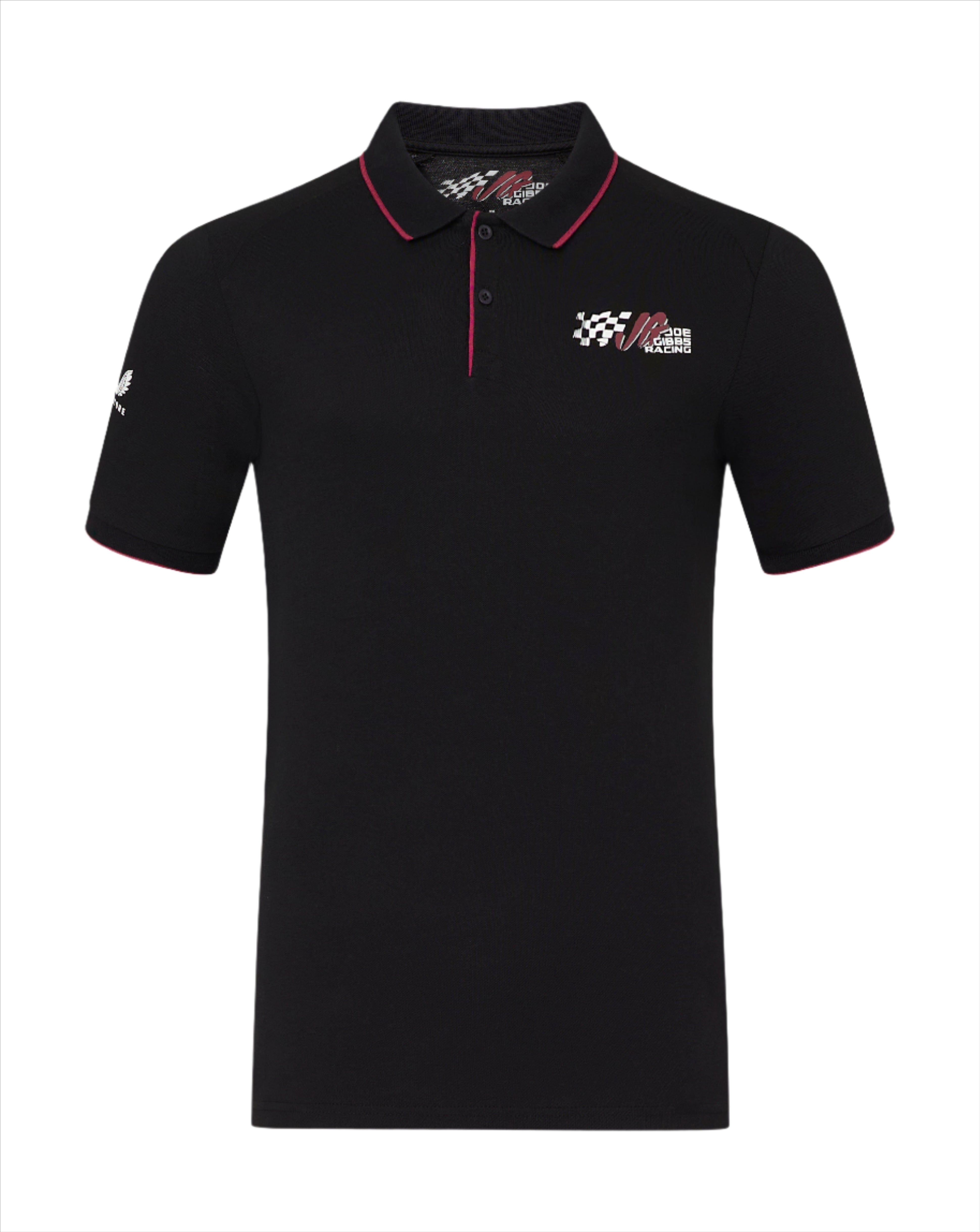 Joe Gibbs Racing Lifestyle Polo Shirt - Black/Burgundy Polos Joe Gibbs Racing S Black