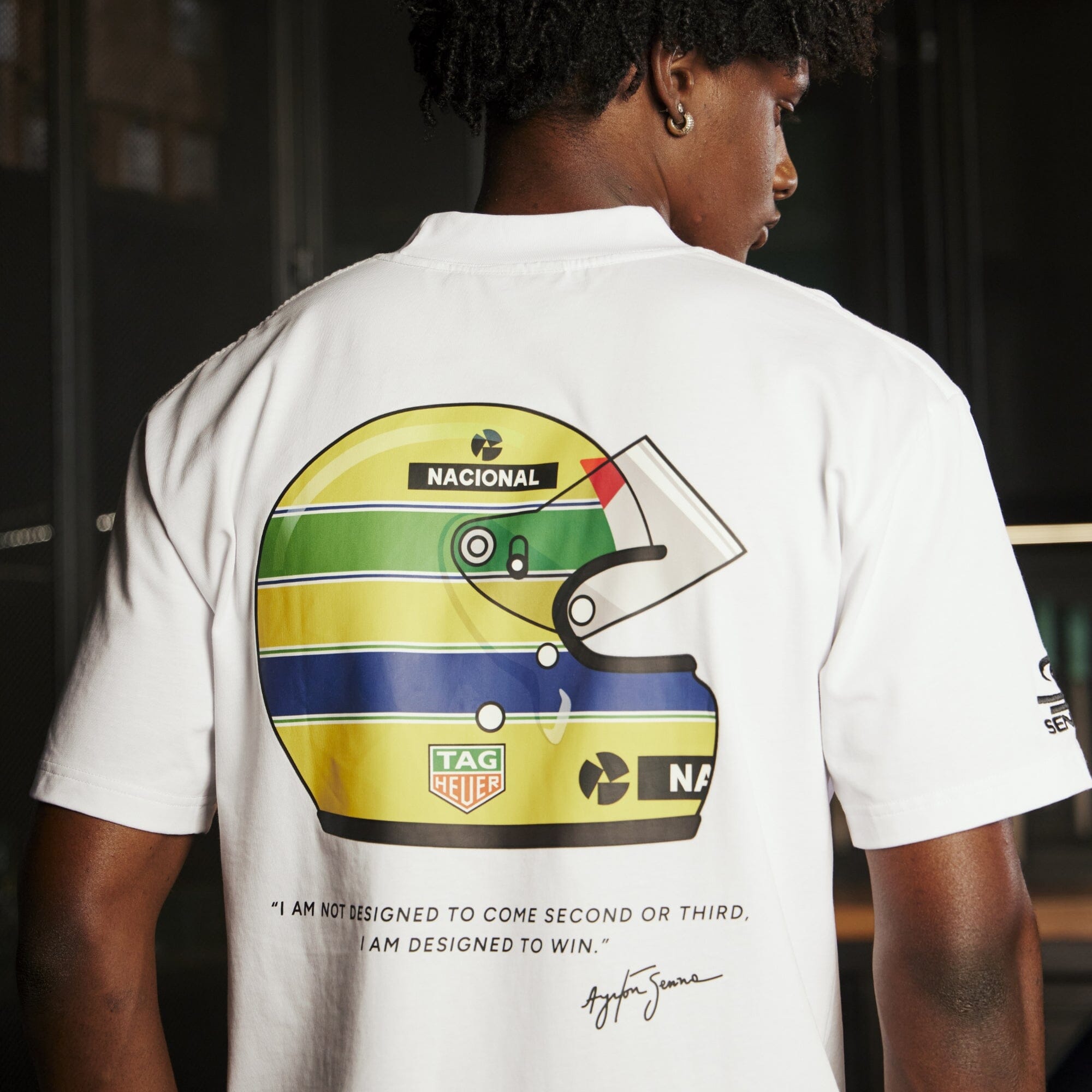 Ayrton Senna F1 x Tag Heuer Badge T-Shirt - White/Black T-shirts Ayrton Senna