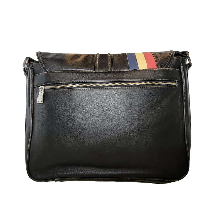 GrandPrix Originals Limited Edition Vintage Leather Silverstone Messenger Bag - Black Bags GrandPrix Originals USA