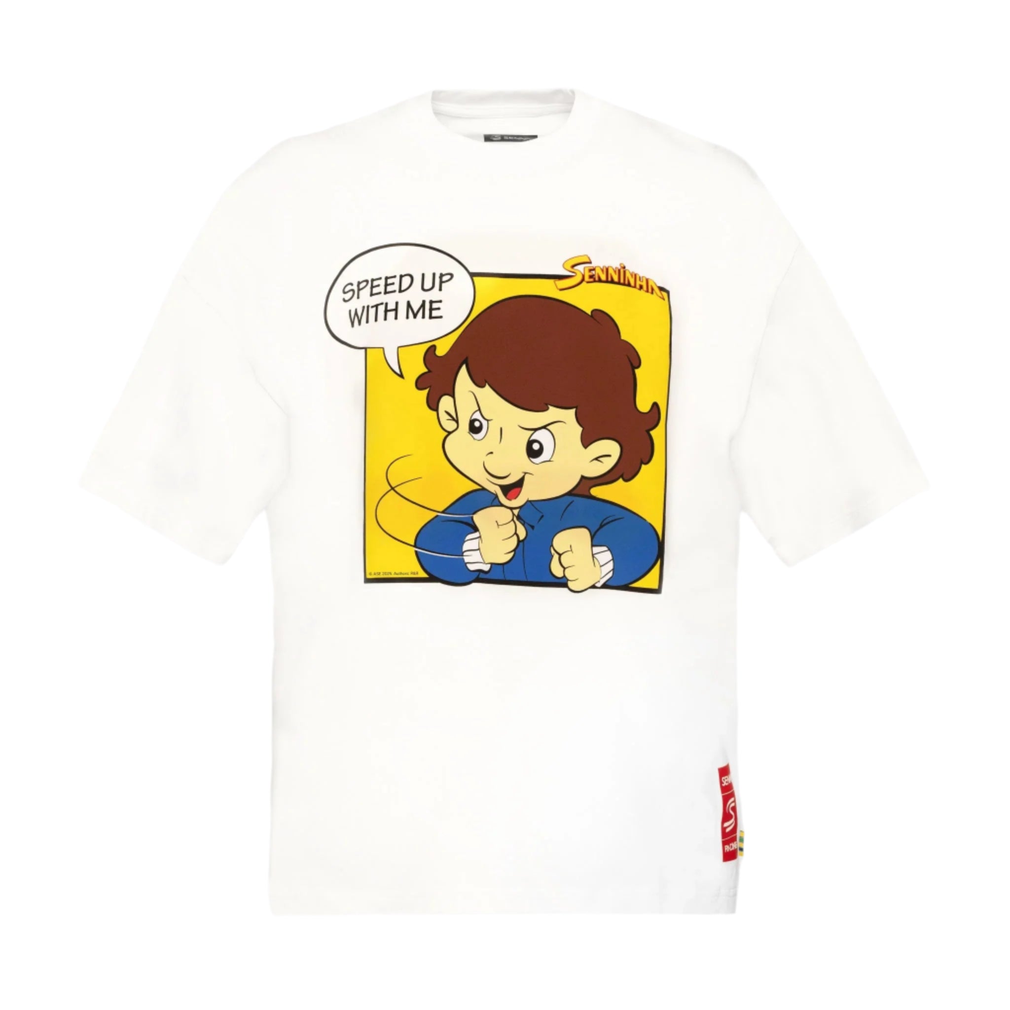 Ayrton Senna F1 Senninha Oversized Cartoon T-Shirt - White T-shirts Ayrton Senna