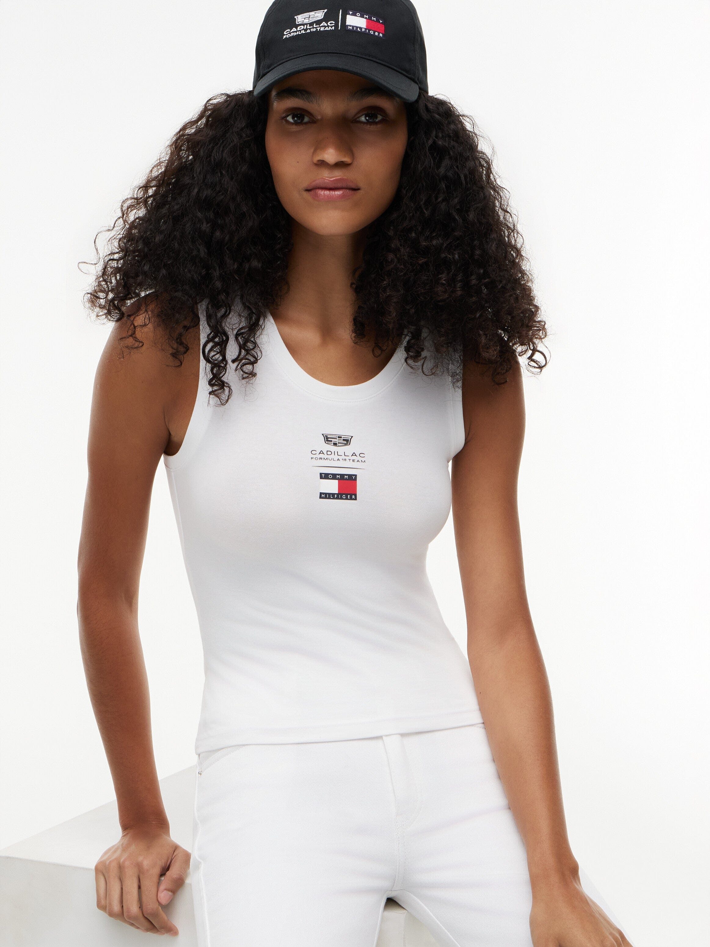 Cadillac F1 Women's Logo Tank Top - White Tank Tops Cadillac F1