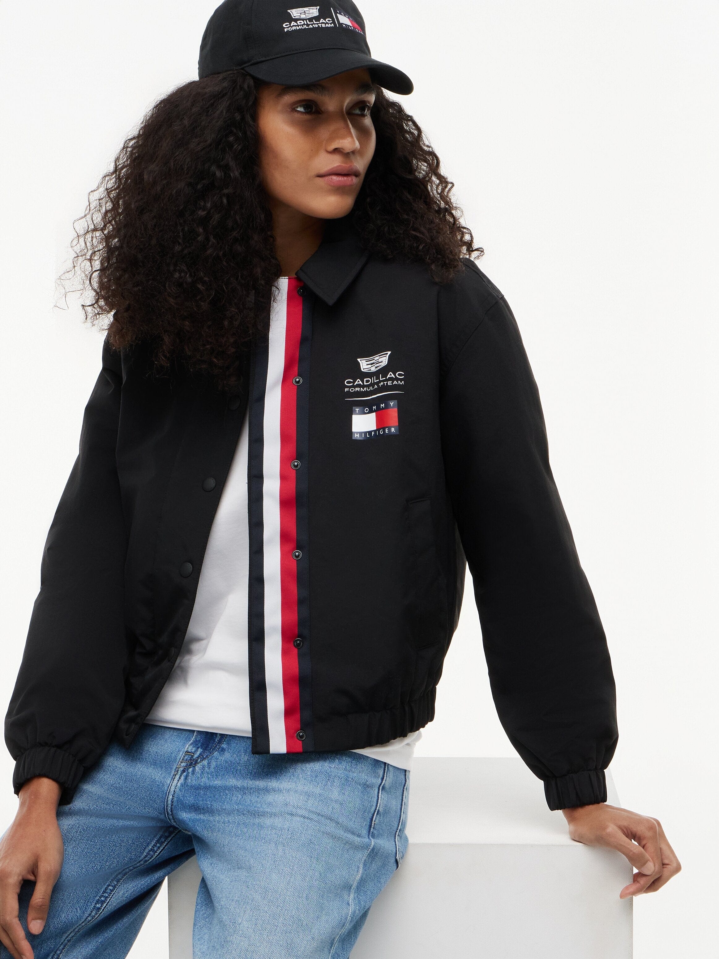 Cadillac F1 Racing Women's Logo Coach Jacket - Black Jackets Cadillac F1