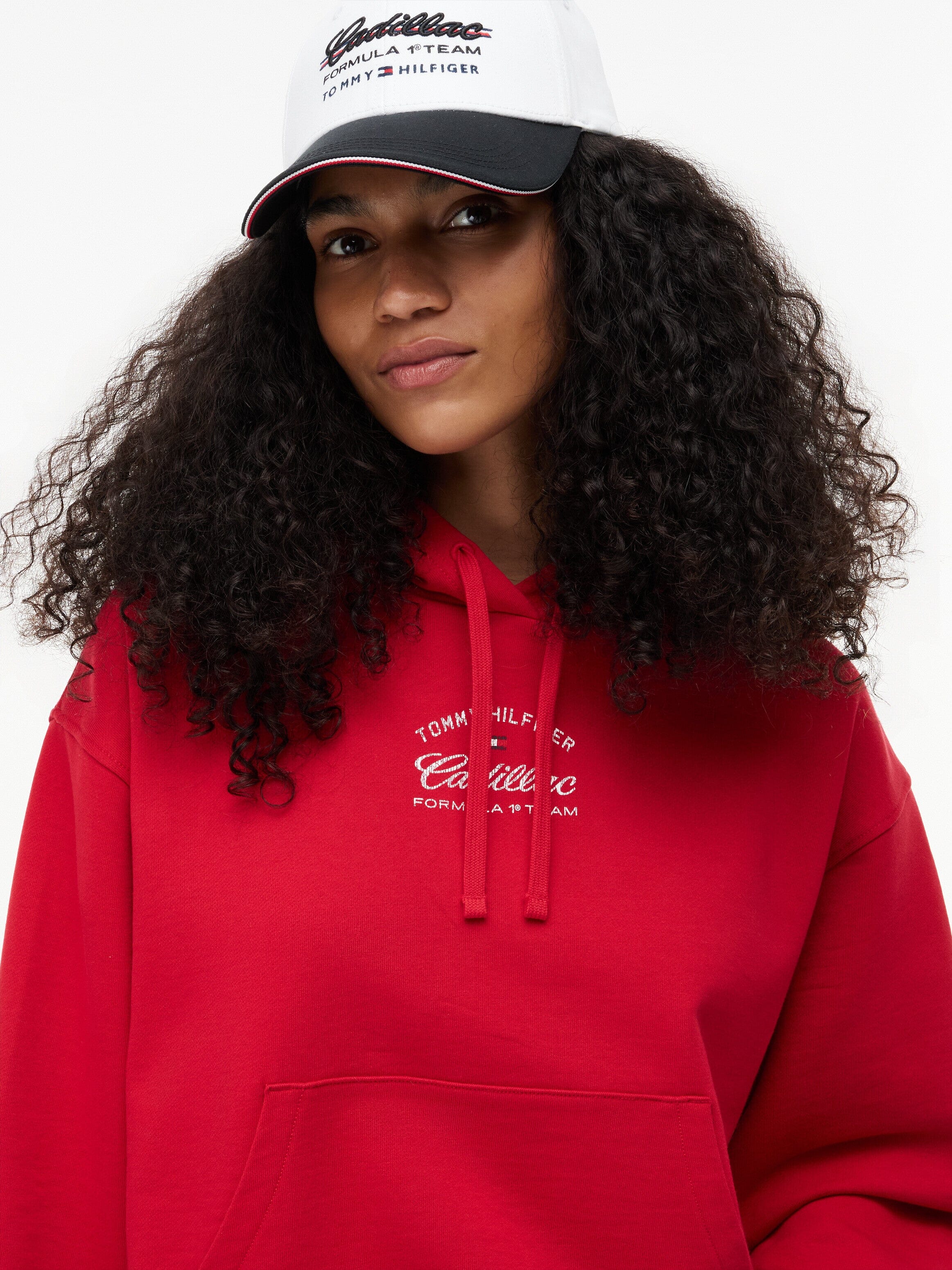 Cadillac F1 Women's Boxy Varsity Hoodie - Red Hoodies Cadillac F1