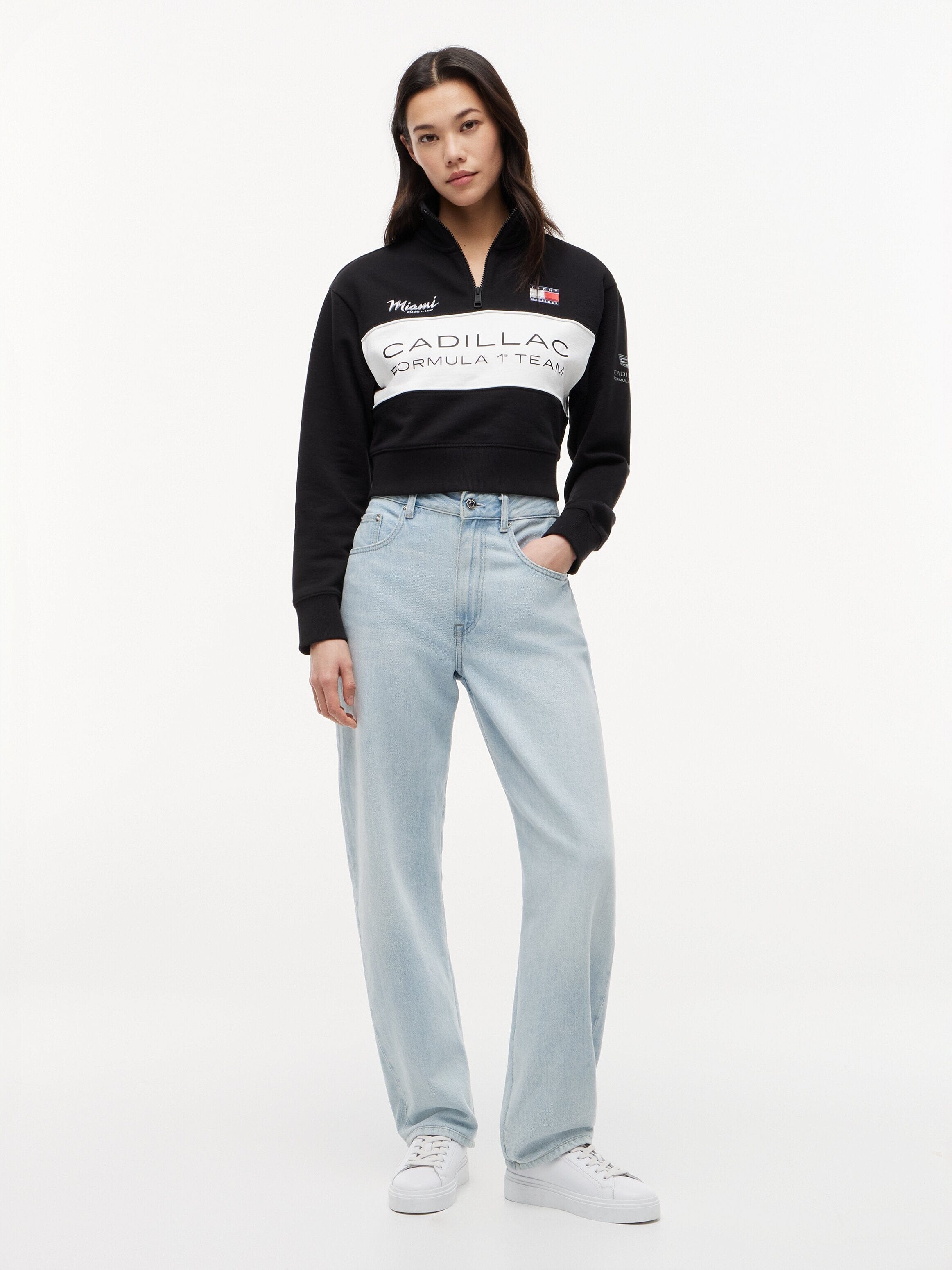 Cadillac F1 Racing Women's Special Edition Miami GP 1/2 Zip Sweatshirt - White Sweatshirt Cadillac F1