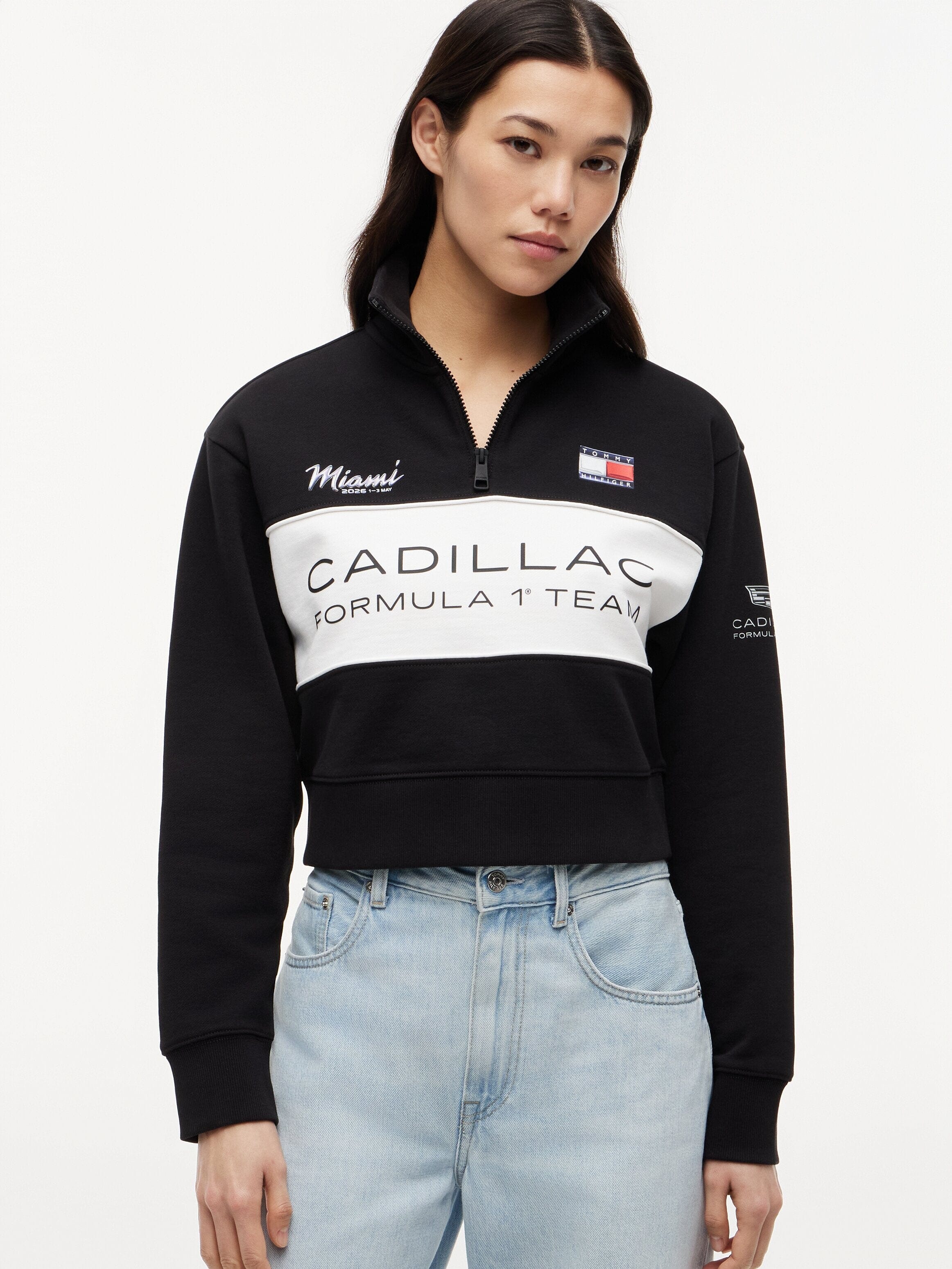 Cadillac F1 Racing Women's Special Edition Miami GP 1/2 Zip Sweatshirt - White Sweatshirt Cadillac F1
