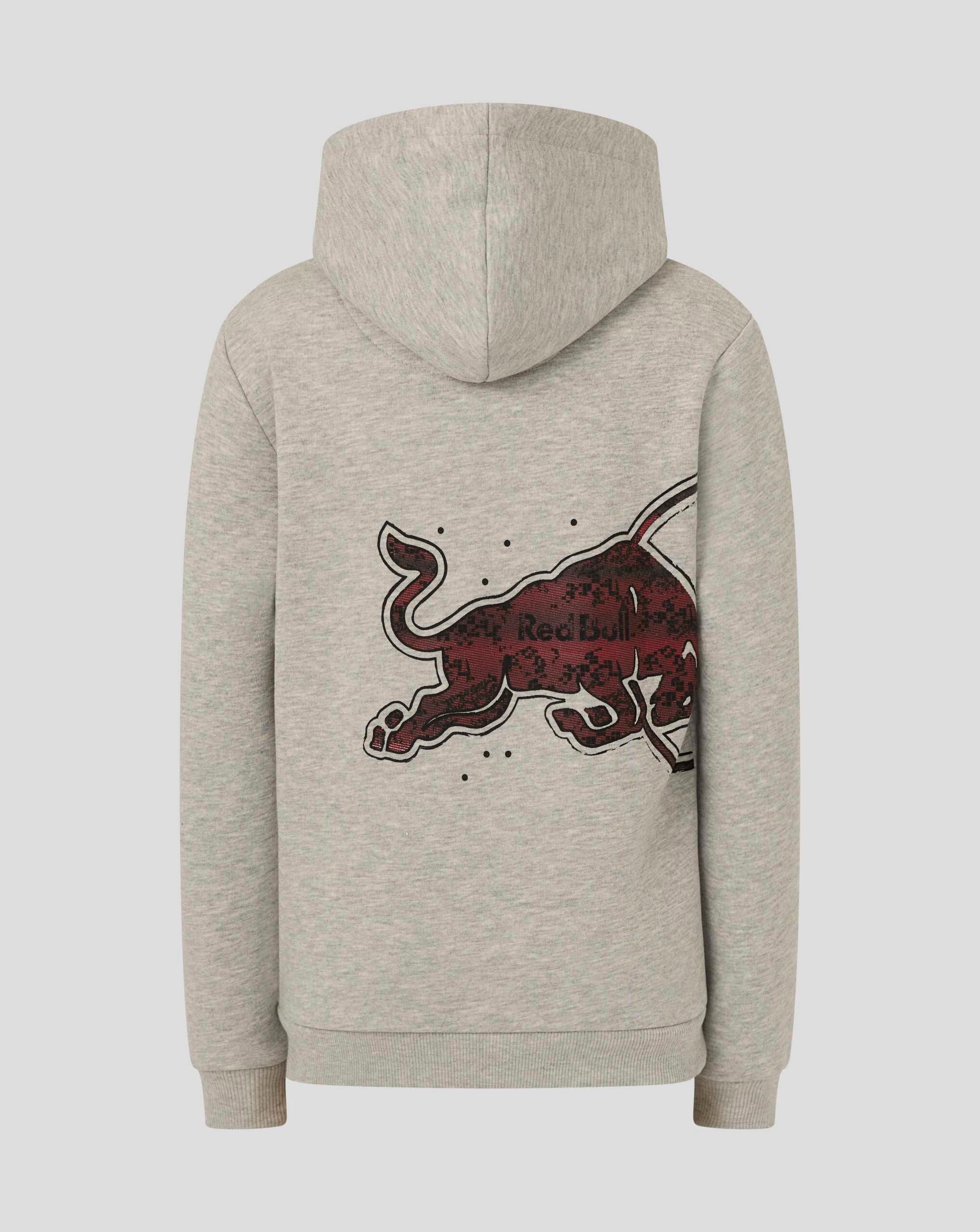 Red Bull Racing F1 Kid's Graphic Bull Hoodie - Youth Grey Marl/Chili Pepper Hoodies Red Bull Racing