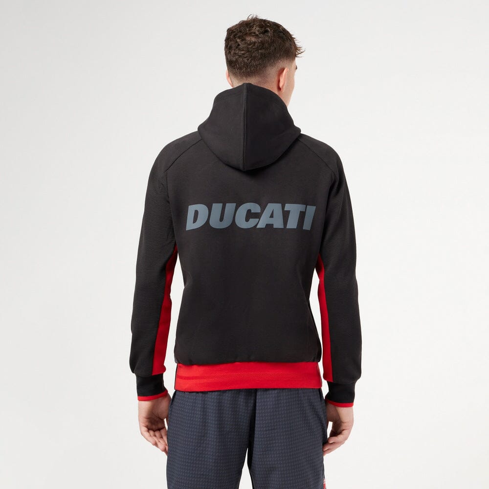 Ducati x Macron Men's Warmup Zip Up Hoodie - Black Hoodies Ducati
