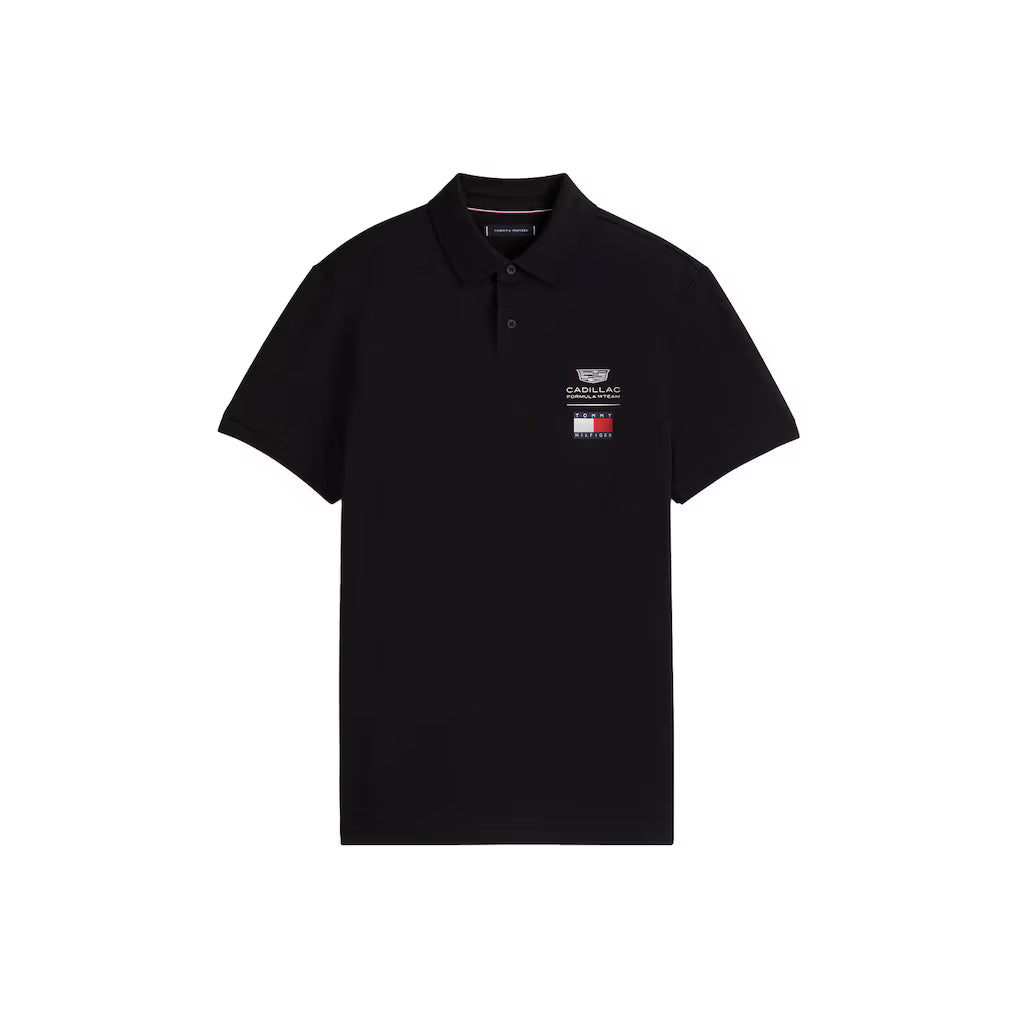 Cadillac F1 Racing Small Logo Polo Shirt - Black/White Polos Cadillac F1