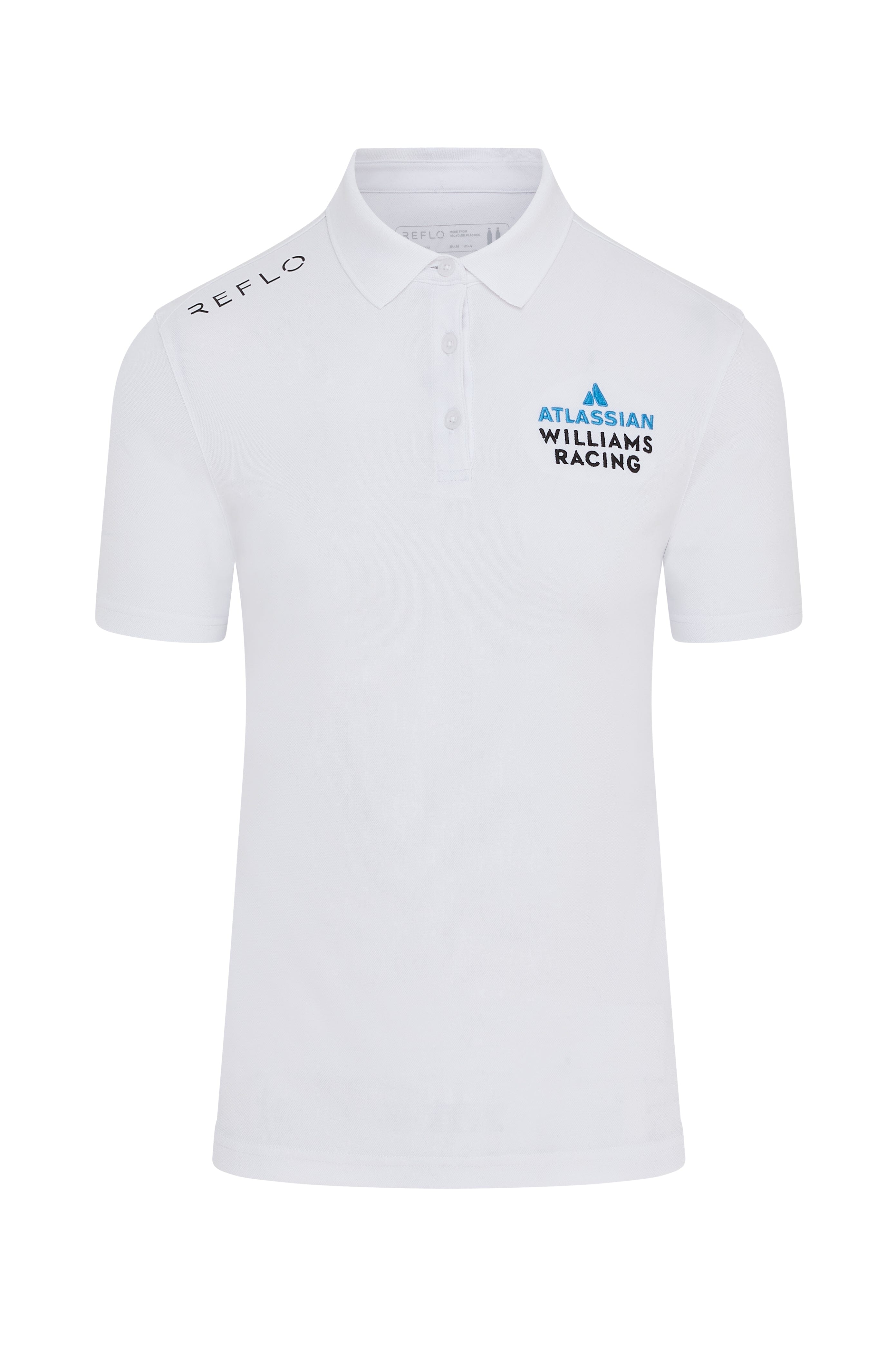Atlassian Williams Racing F1 Reflo Men's Travel Polo Shirt - White Polos Williams Racing