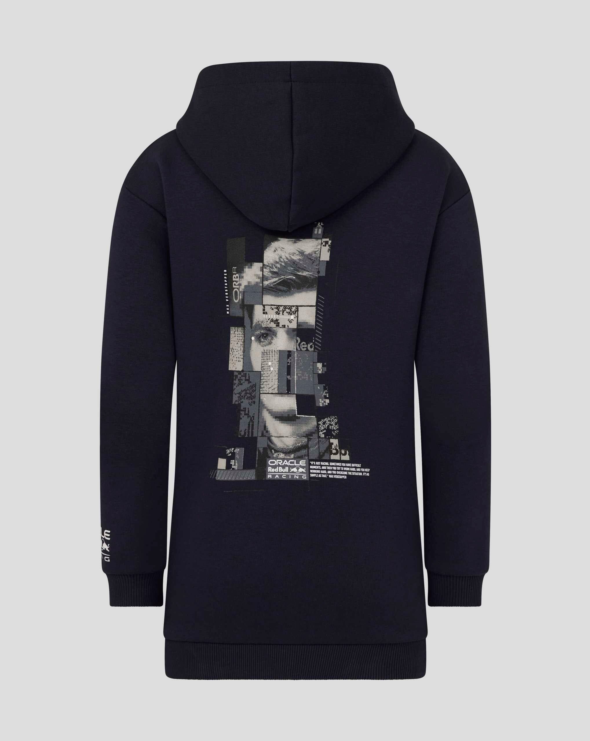 Red Bull Racing F1 Kid's Max Verstappen Pixel Graphic Pullover Hoodie - Youth Navy Hoodies Red Bull Racing
