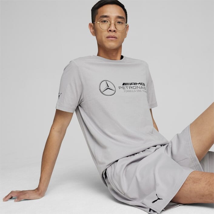 Mercedes Benz AMG Petronas F1 Puma Men's Large Logo T-Shirt - Black/Silver/Green T-shirts Mercedes AMG Petronas