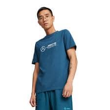 Mercedes Benz AMG Petronas F1 Puma Men's Large Logo T-Shirt - Black/Silver/Green T-shirts Mercedes AMG Petronas
