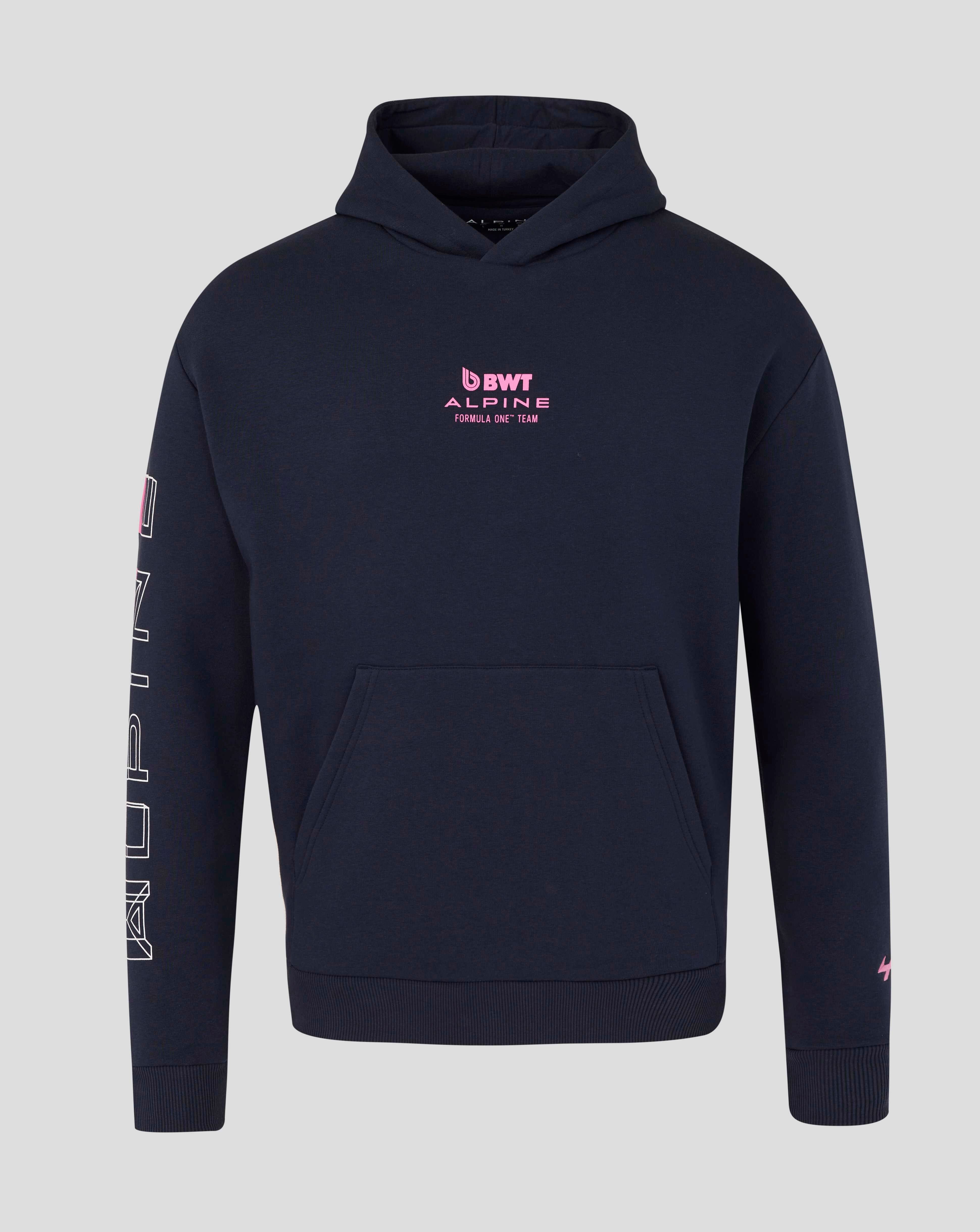 Alpine Racing F1 Sleeve Graphic Relaxed Fit Pullover Hoodie - Navy Hoodies Alpine