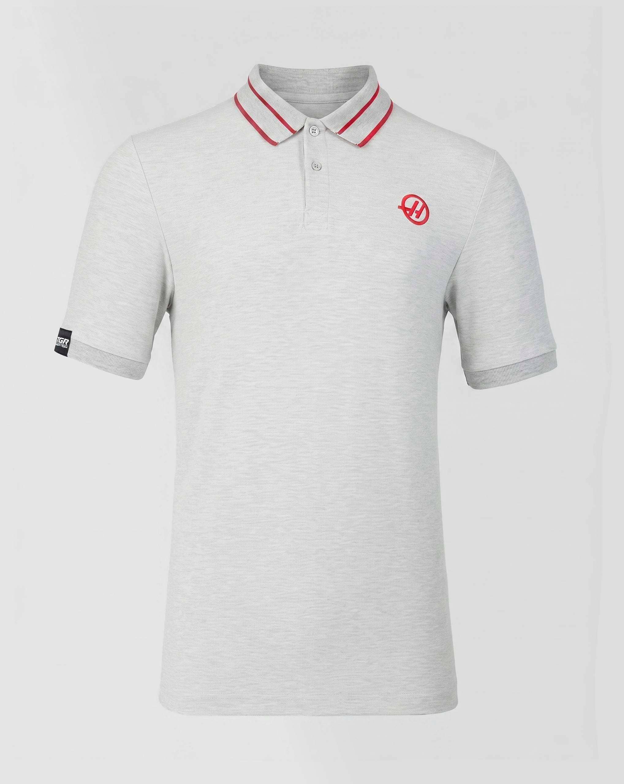 Haas Racing F1 Small Logo Polo Shirt - Grey Marl Polos Haas F1 Racing Team