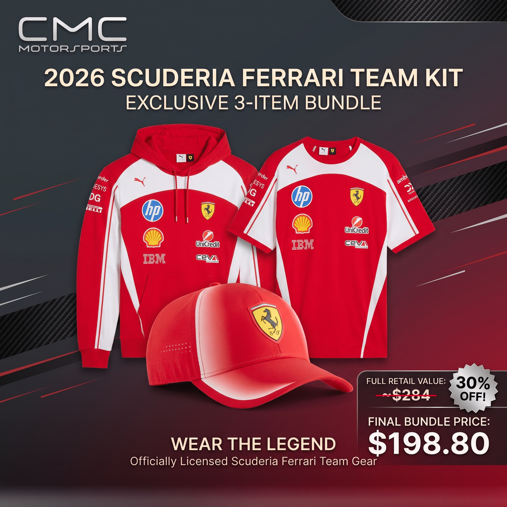 2026 Scuderia Ferrari Team Kit Activewear Tops Scuderia Ferrari