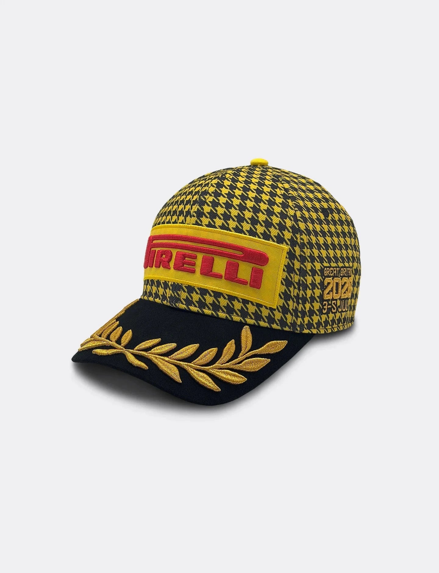 Pirelli Podium Special Edition Great Britain Silverstone GP 1st Place Hat - Houndstooth Yellow/Black Hats Pirelli