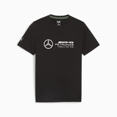 Mercedes Benz AMG Petronas F1 Puma Men's Large Logo T-Shirt - Black/Silver/Green T-shirts Mercedes AMG Petronas S Black 