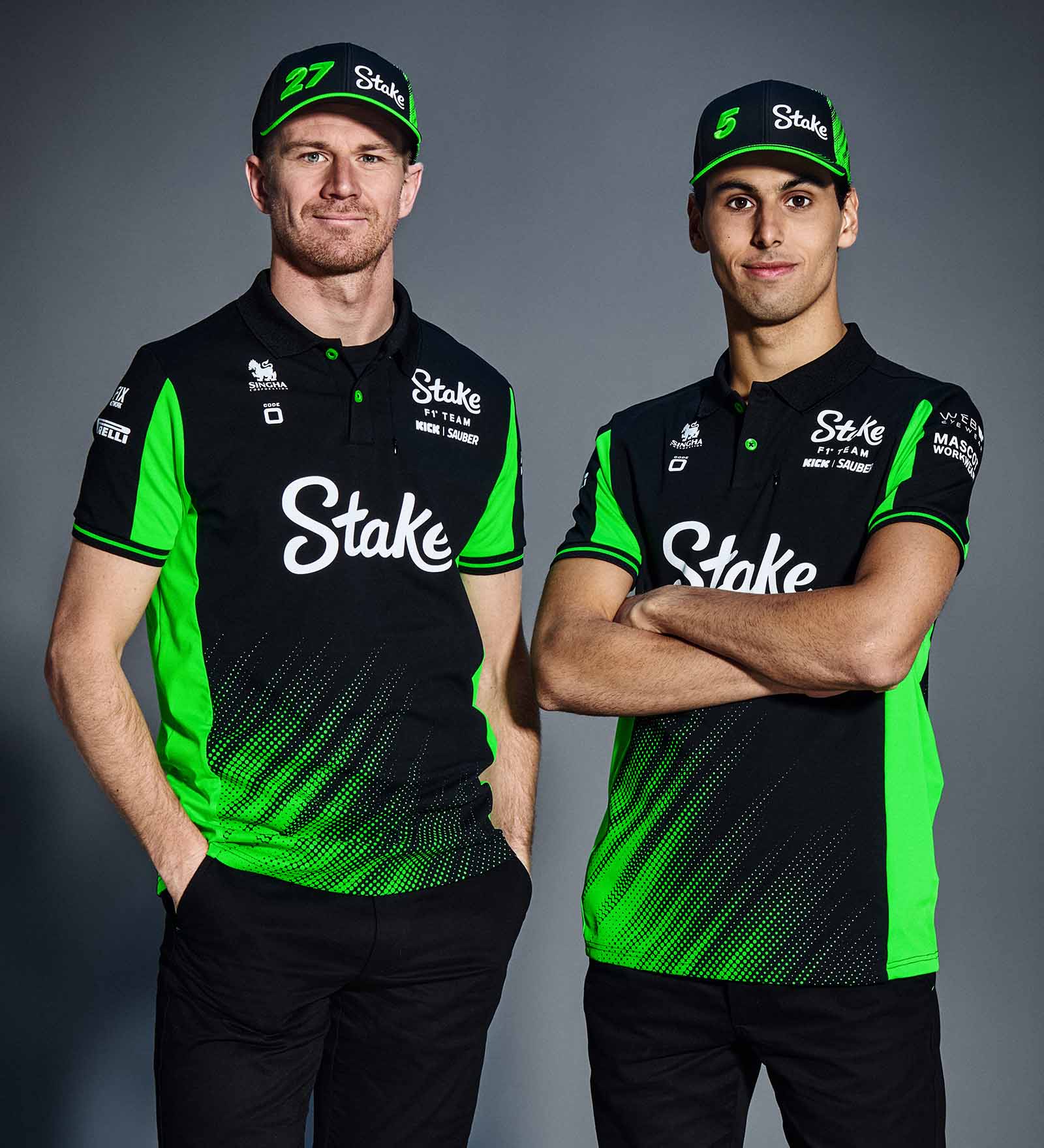 Stake F1 Kick Sauber 2025 Men's Team Polo Shirt - Black Polos Stake F1 Kick Sauber