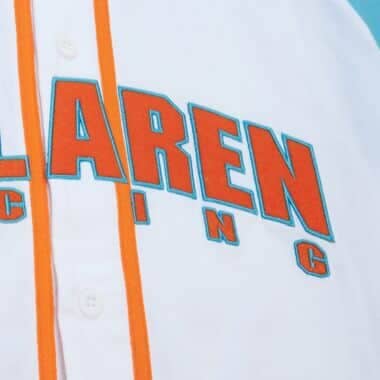 McLaren Racing F1 Special Edition Miami GP Mitchell & Ness Baseball Jersey - Blue/Pink Jersey McLaren-Castore