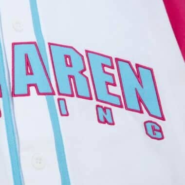 McLaren Racing F1 Special Edition Miami GP Mitchell & Ness Baseball Jersey - Blue/Pink Jersey McLaren-Castore