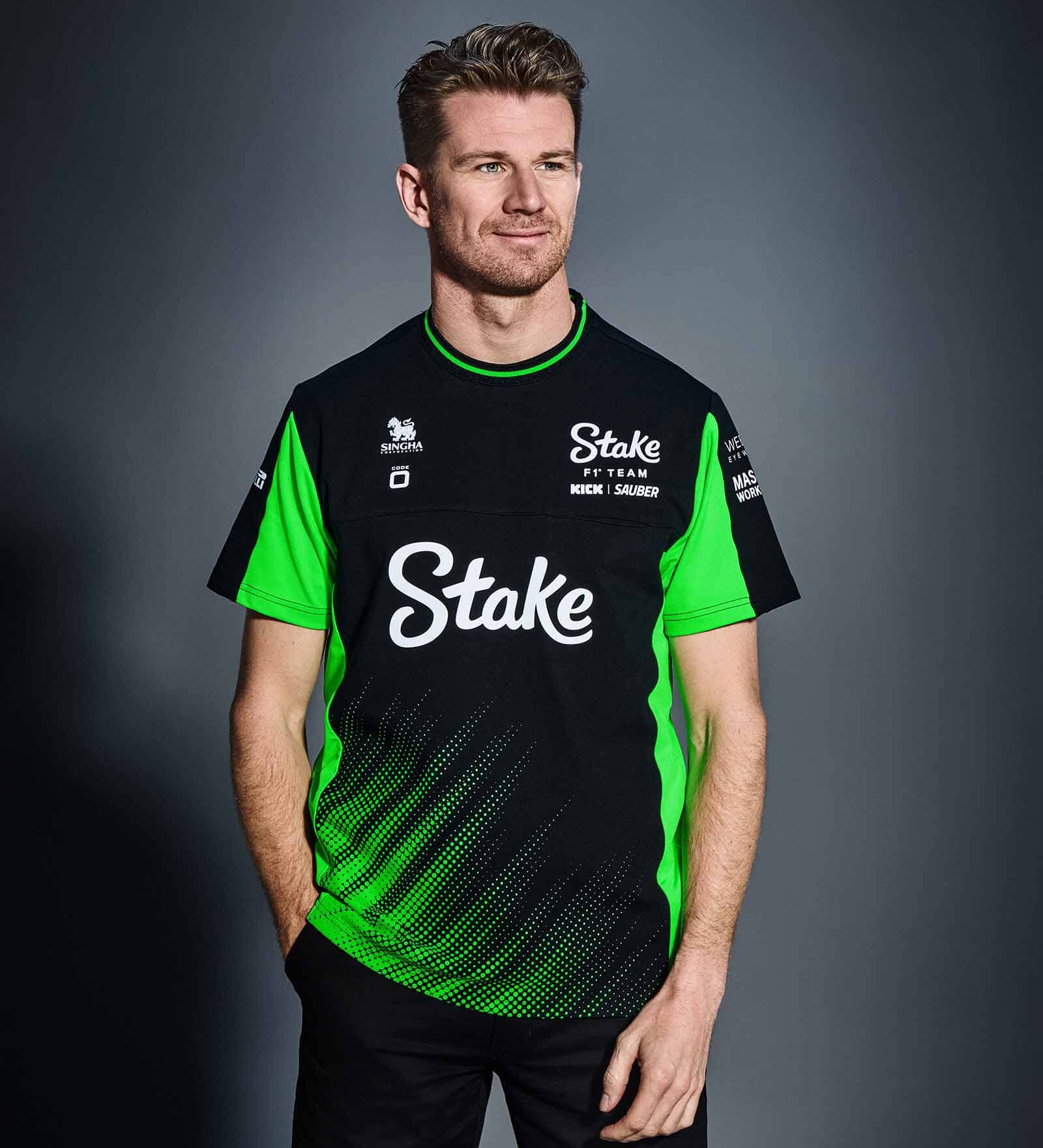 Stake F1 Kick Sauber 2025 Men's Team T-Shirt - Black T-shirts Stake F1 Kick Sauber