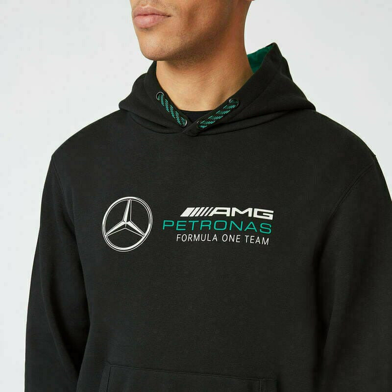 Mercedes Benz AMG Petronas F1 Unisex Logo Hooded Sweatshirt -Black/Gray Hoodies Dark Slate Gray