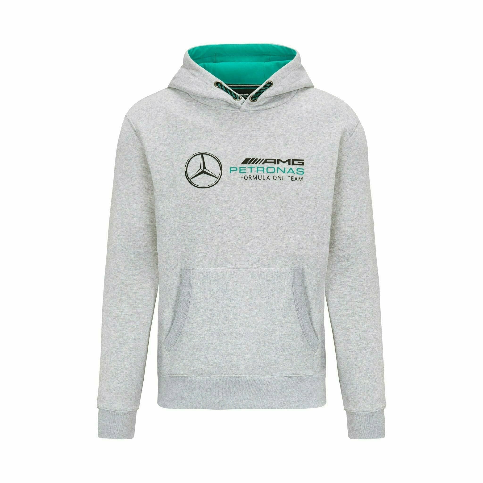 Mercedes Benz AMG Petronas F1 Unisex Logo Hooded Sweatshirt -Black/Gray Hoodies Light Gray