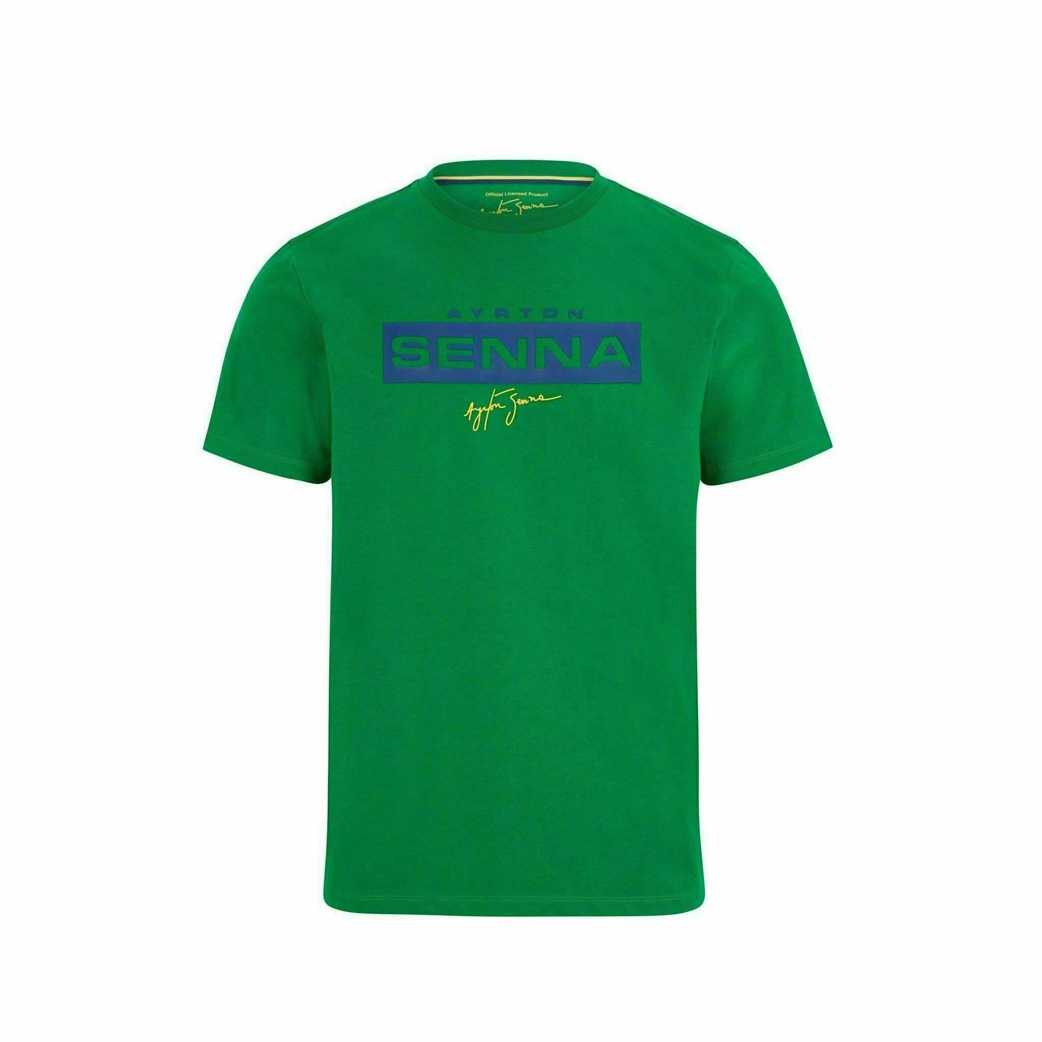 Ayrton Senna Fanwear Logo T-Shirt - Navy/Green/Yellow T-shirts Forest Green