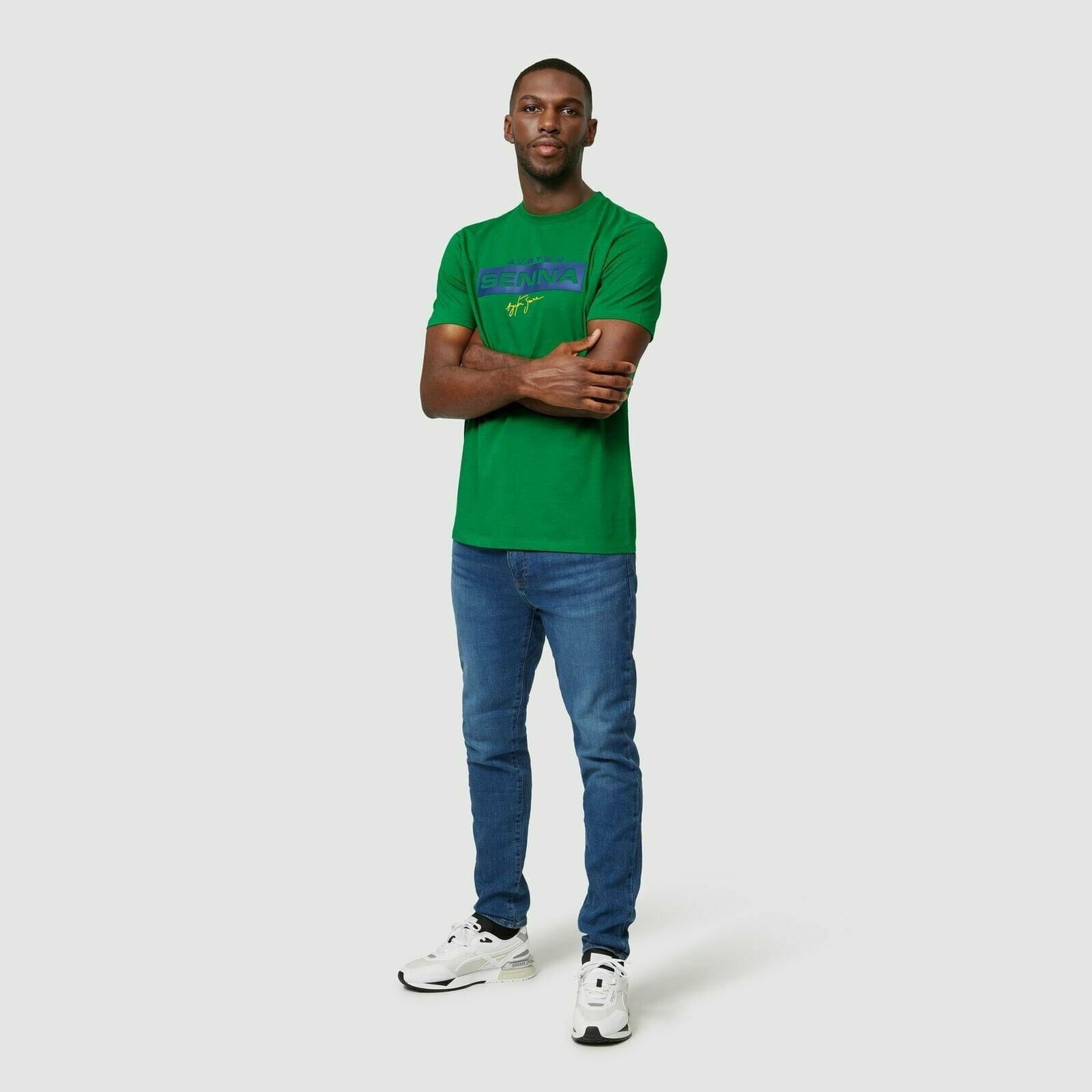 Ayrton Senna Fanwear Logo T-Shirt - Navy/Green/Yellow T-shirts Lavender