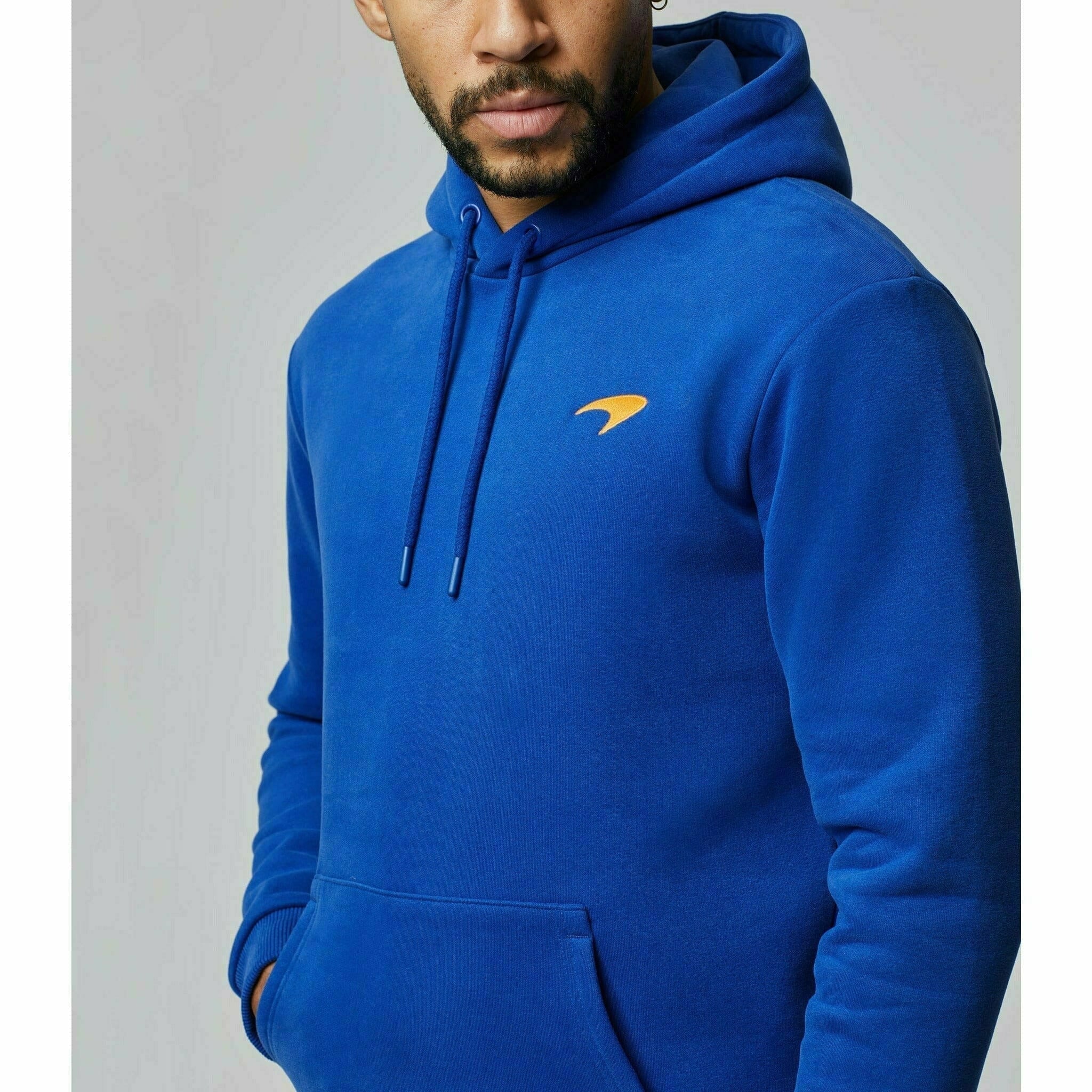 McLaren F1 Men's Small Speedmark Logo Hoodie -White/Vega Blue/Phantom Hoodies Dark Slate Blue