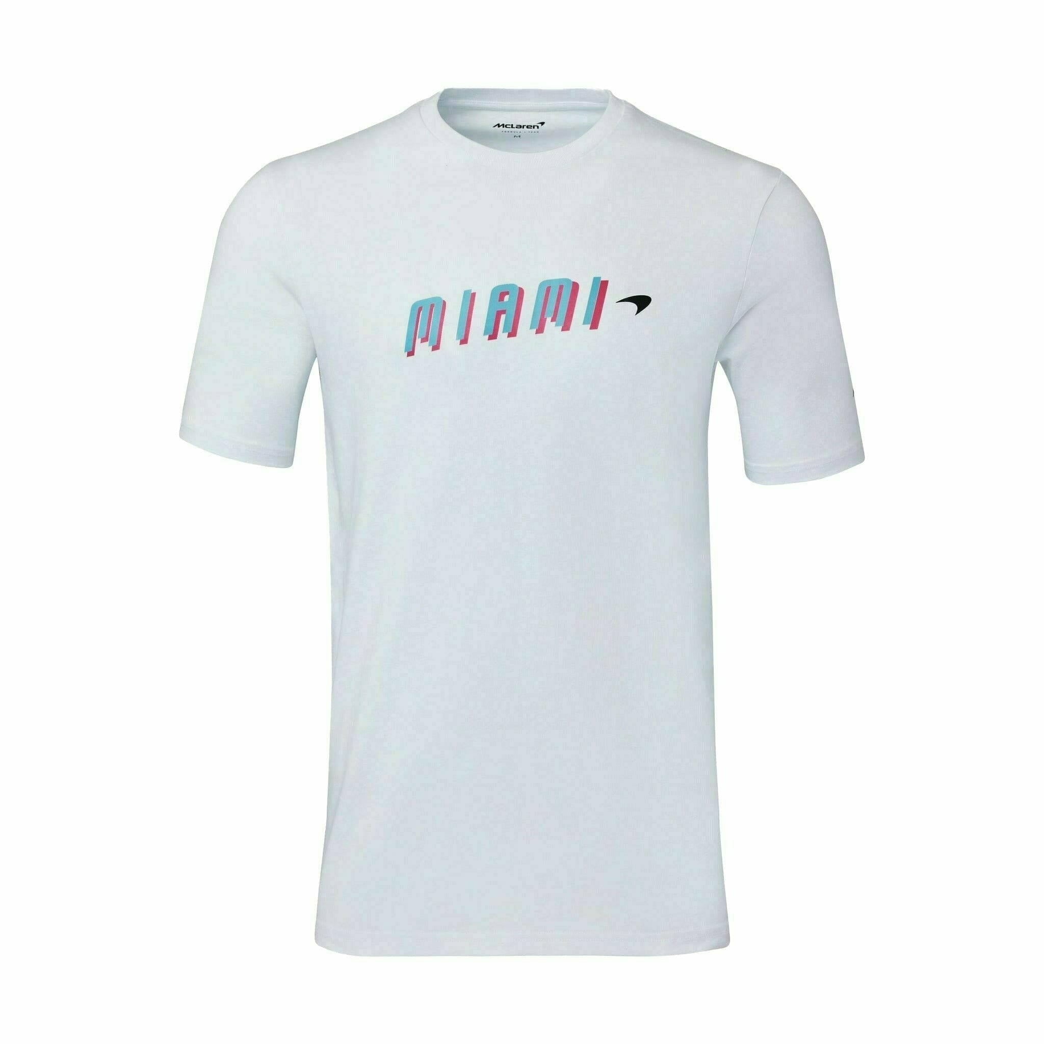 McLaren F1 Men's Miami Neon Graphic T-Shirt-Black/White/Vice Blue/Beetroot Purple/Crystal Rose/Aqua Sky T-shirts Light Gray