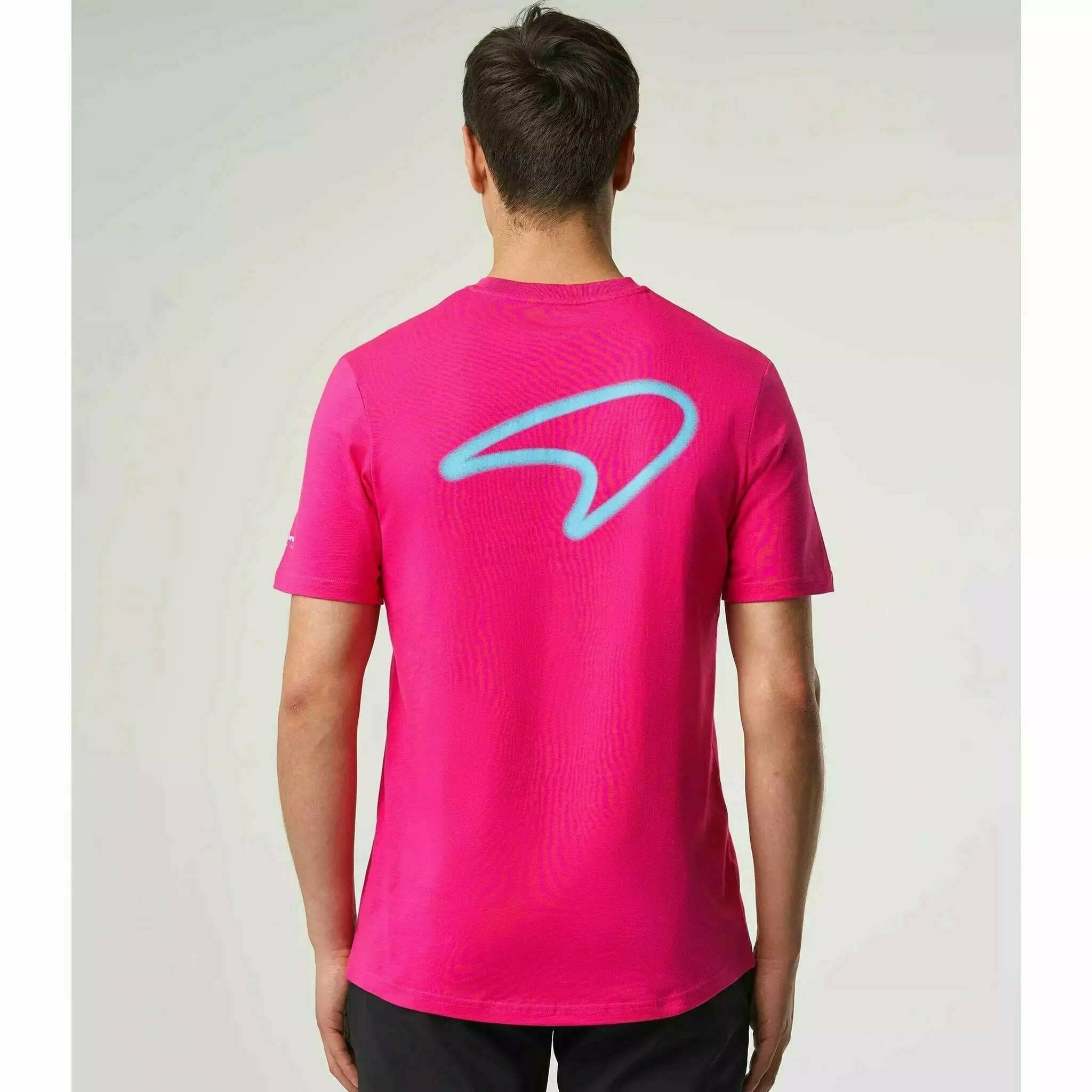 McLaren F1 Men's Miami Neon Graphic T-Shirt-Black/White/Vice Blue/Beetroot Purple/Crystal Rose/Aqua Sky T-shirts Light Gray