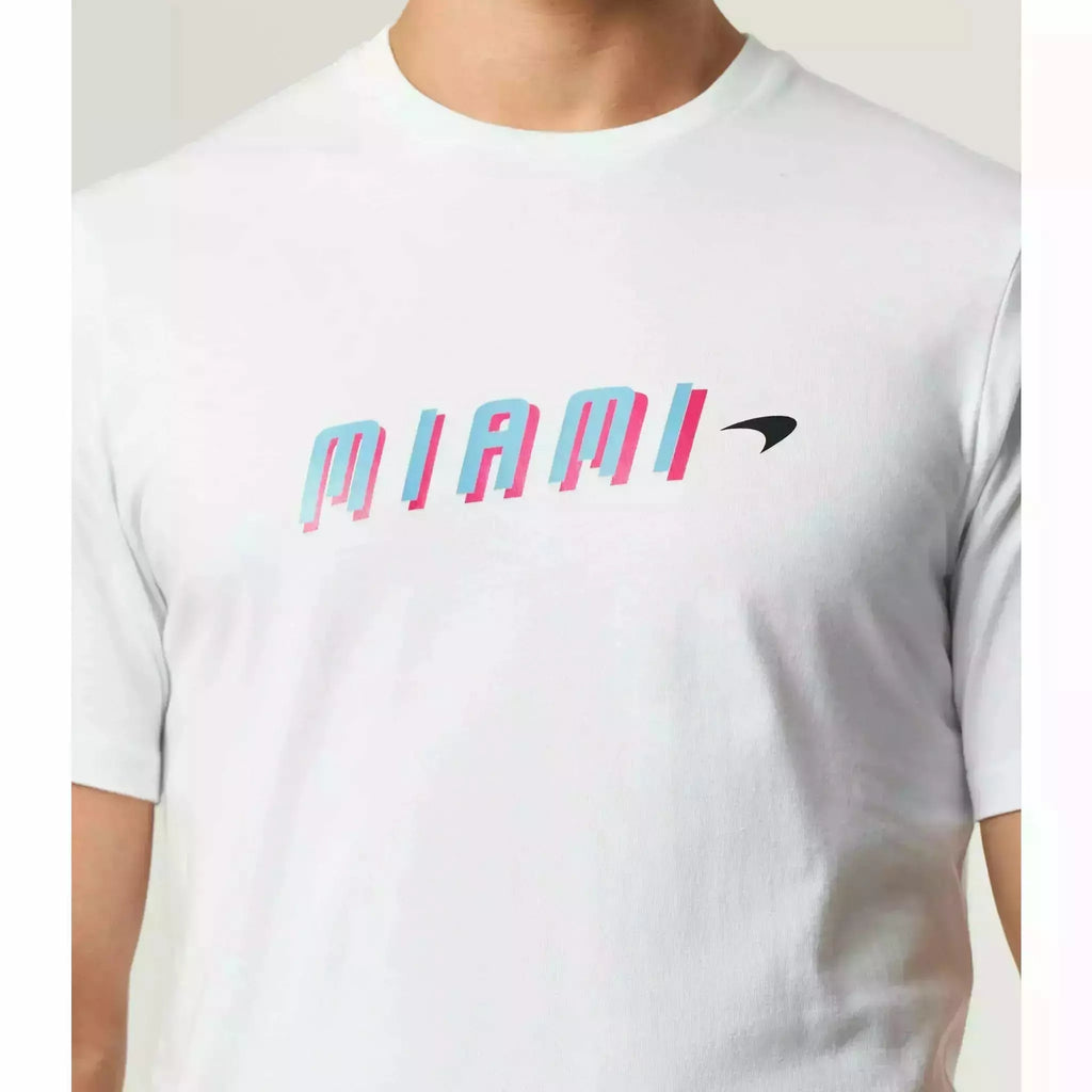 McLaren F1 Men's Miami Neon Graphic T-Shirt-Black/White/Vice Blue/Beetroot Purple/Crystal Rose/Aqua Sky T-shirts Lavender