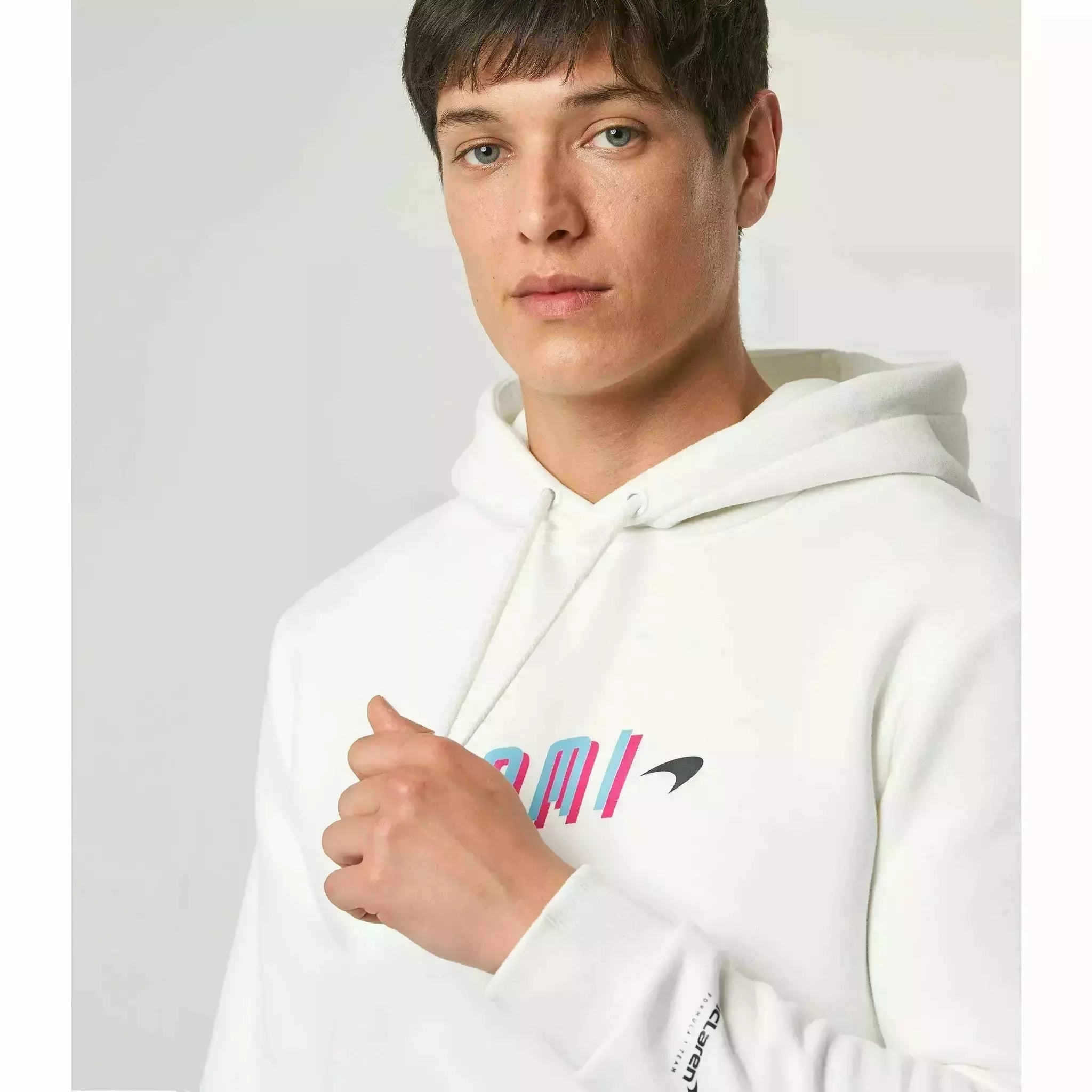 McLaren F1 Men's Miami Neon Graphic Hoodie -Black/White/Vice Blue/Beetroot Purple Hoodies Light Gray