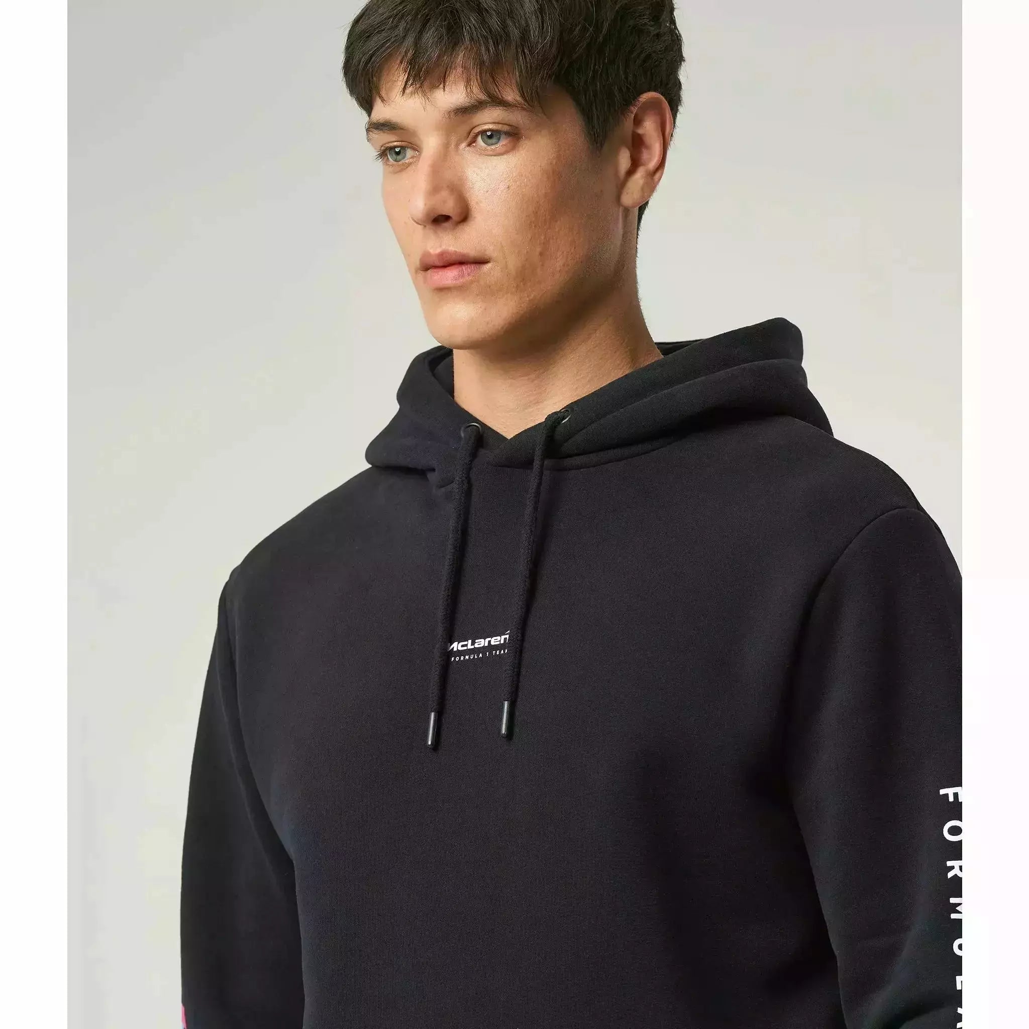 McLaren F1 Men's Miami Neon Logo Hoodie -Black/Vice Blue/Aqua Sky Hoodies Dark Slate Gray