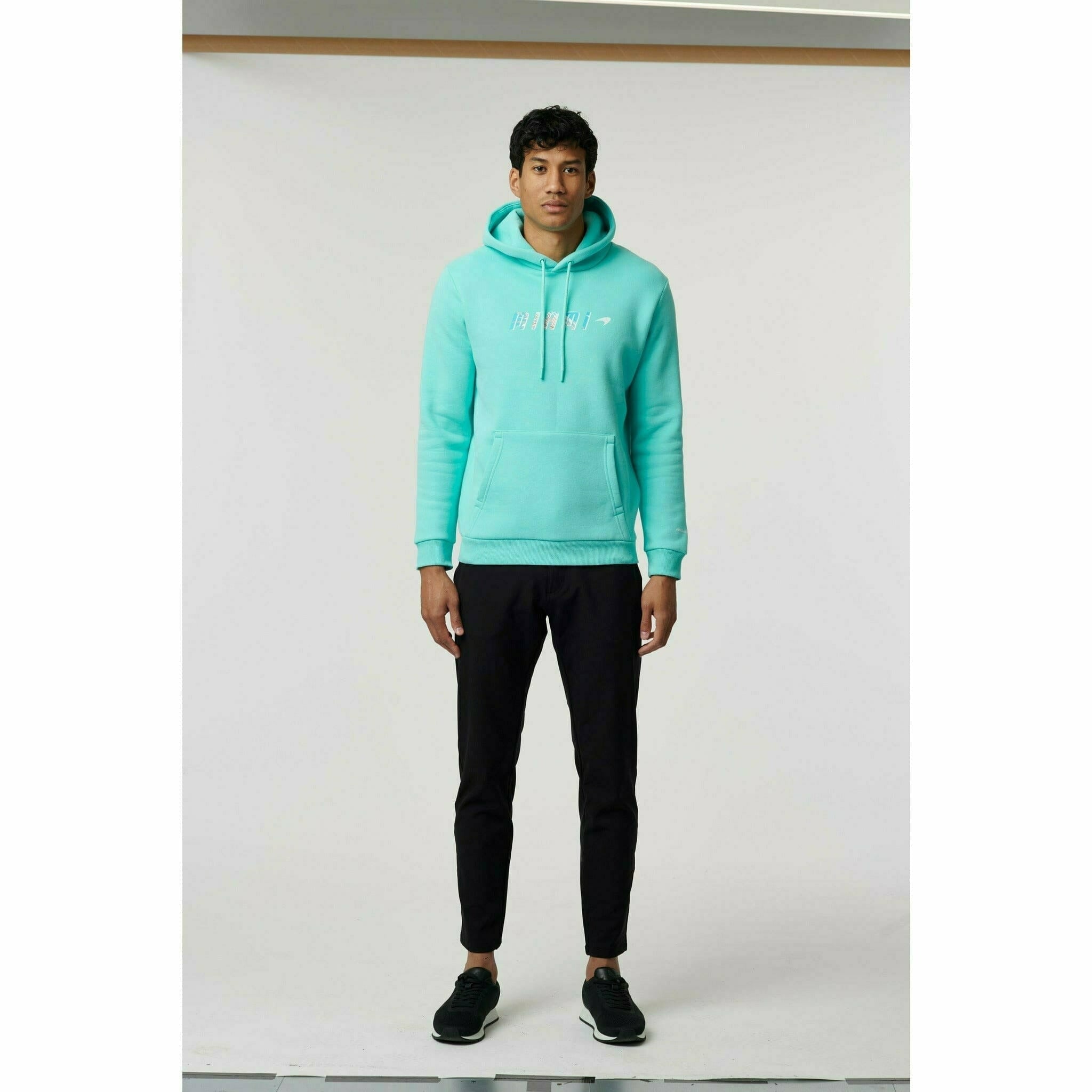 McLaren F1 Men's Miami Palm Graphic Hoodie -Black/Aqua Sky/Crystal Rose Hoodies Light Gray