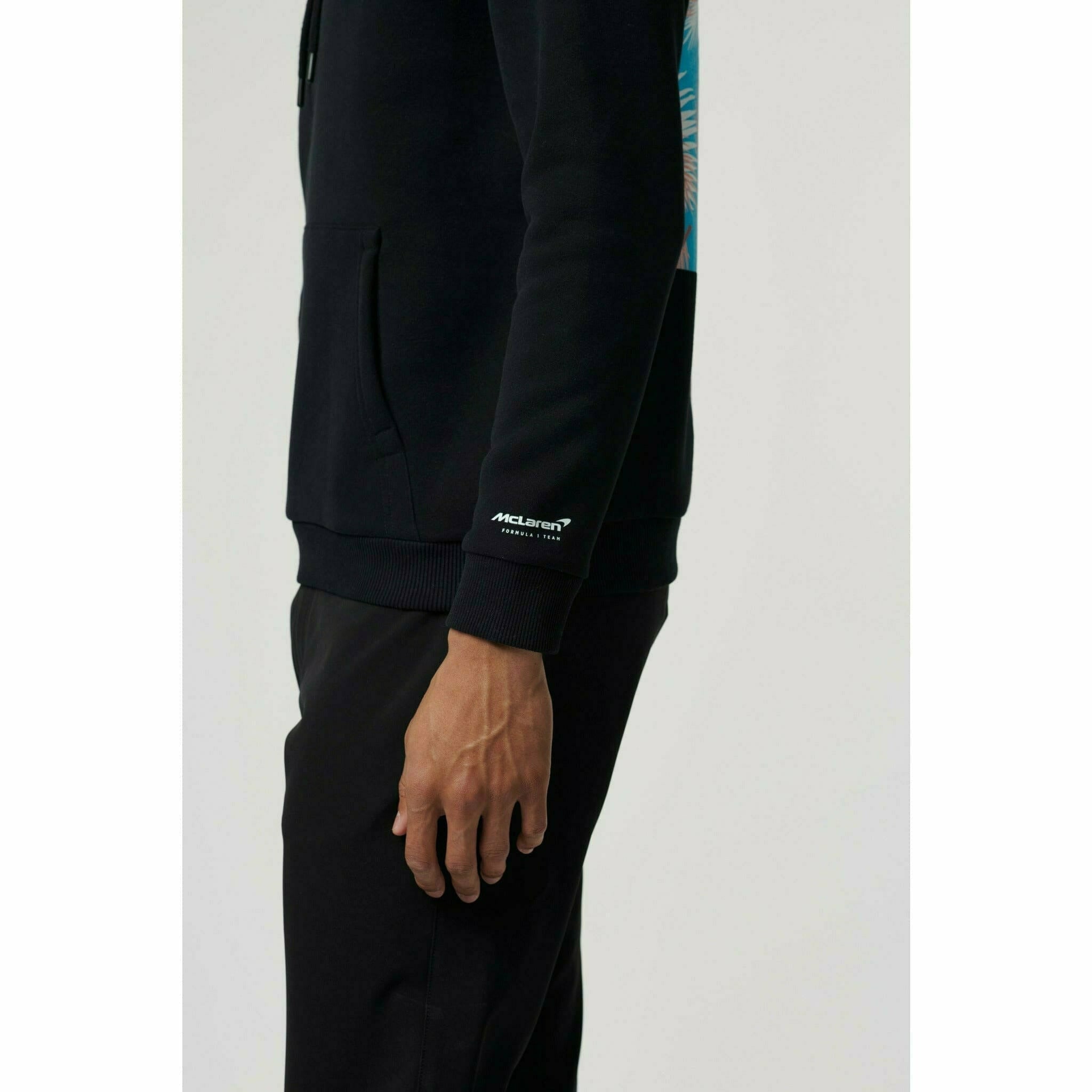 McLaren F1 Men's Miami Palm Graphic Hoodie -Black/Aqua Sky/Crystal Rose Hoodies Light Gray