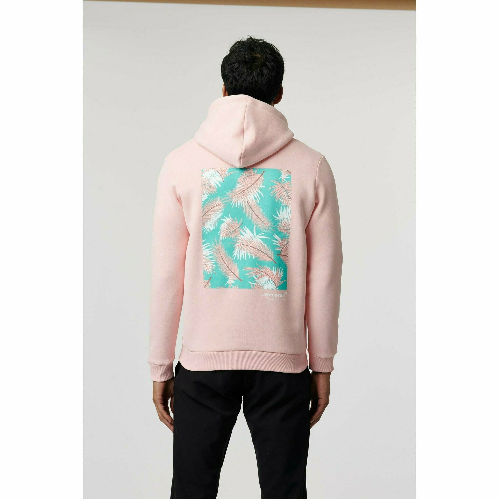 McLaren F1 Men's Miami Palm Graphic Hoodie -Black/Aqua Sky/Crystal Rose Hoodies Light Gray
