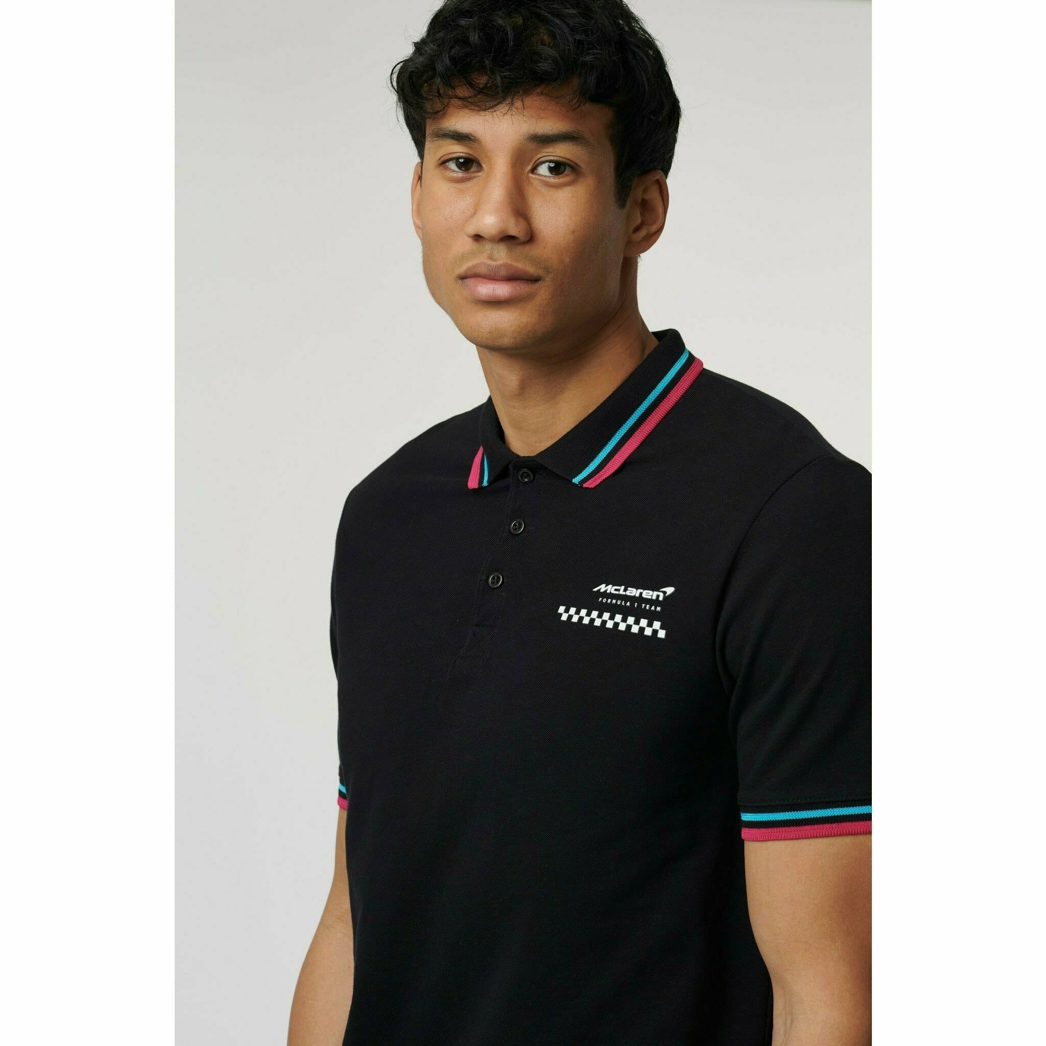 McLaren F1 Men's Miami Graphic Polo Shirt-Black/White/Crystal Rose Polos Light Gray