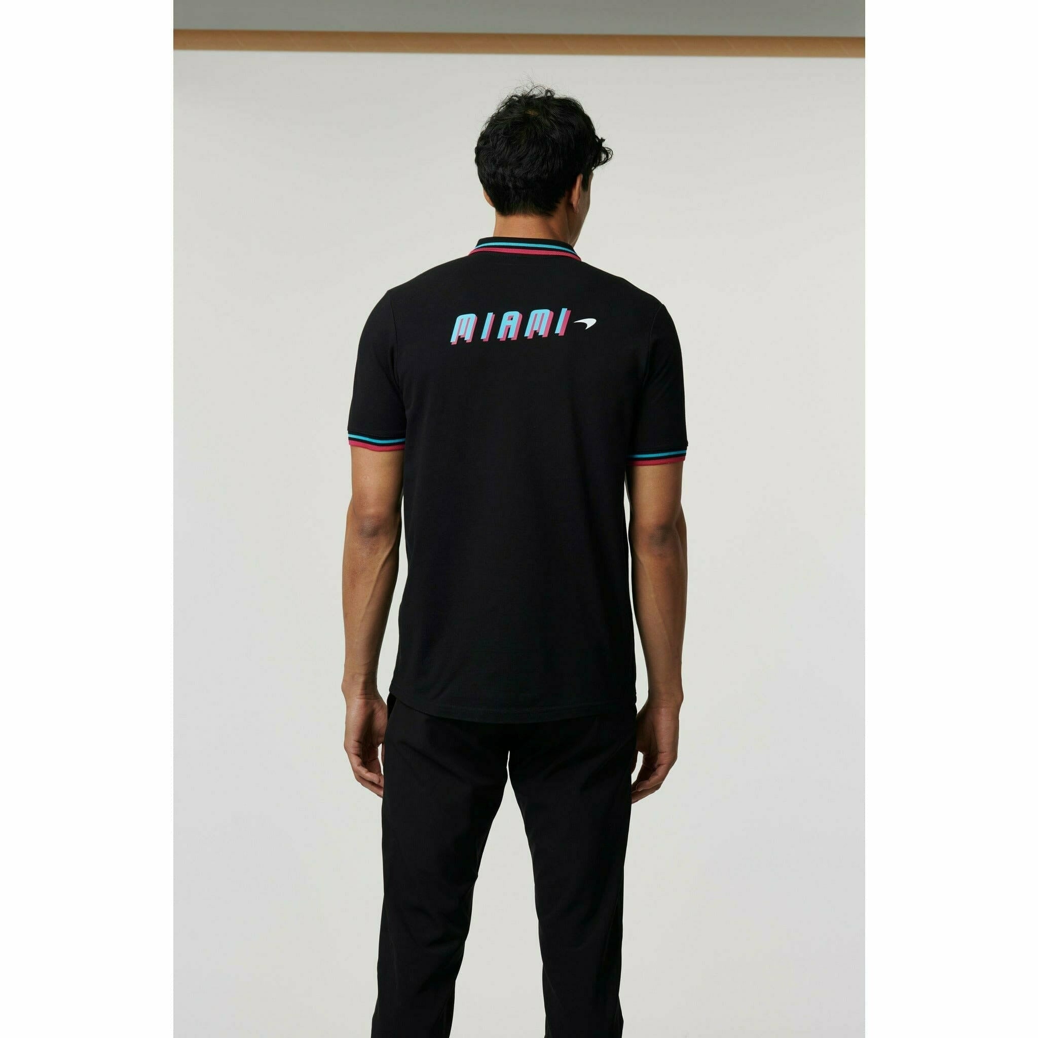 McLaren F1 Men's Miami Graphic Polo Shirt-Black/White/Crystal Rose Polos Black